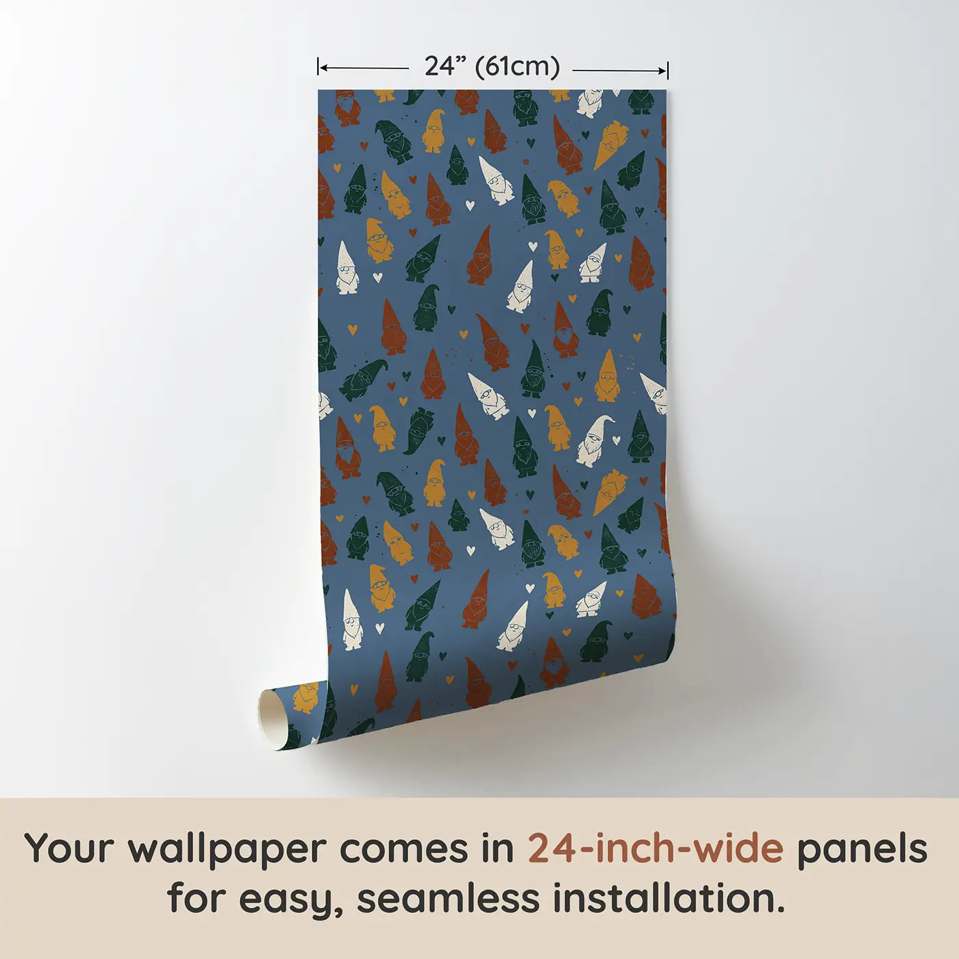 Garden Gnome Block Print wallpaper panel dimensions - Whimsy Tots