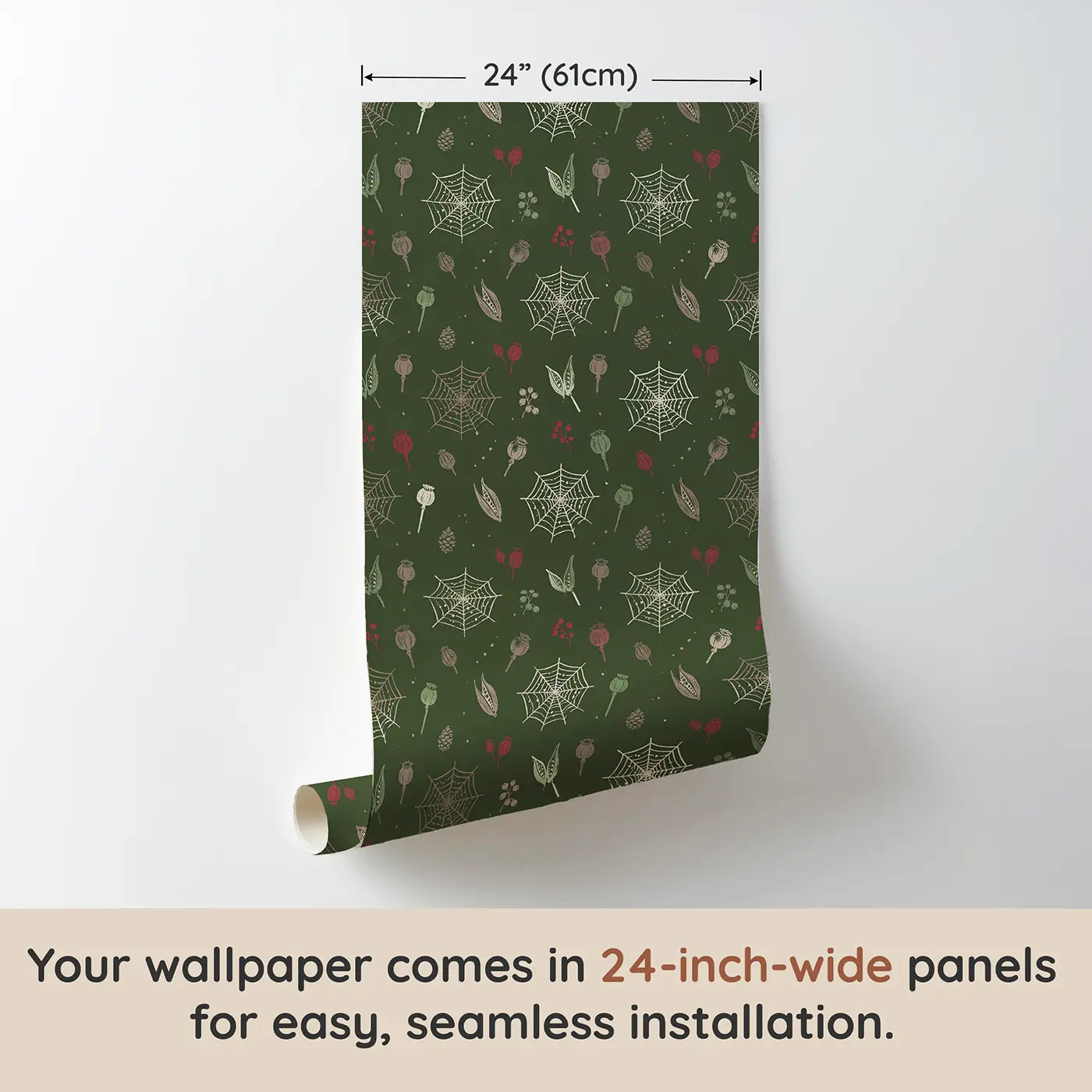 Dew-Dropped Spider Block Print wallpaper panel dimensions - Whimsy Tots