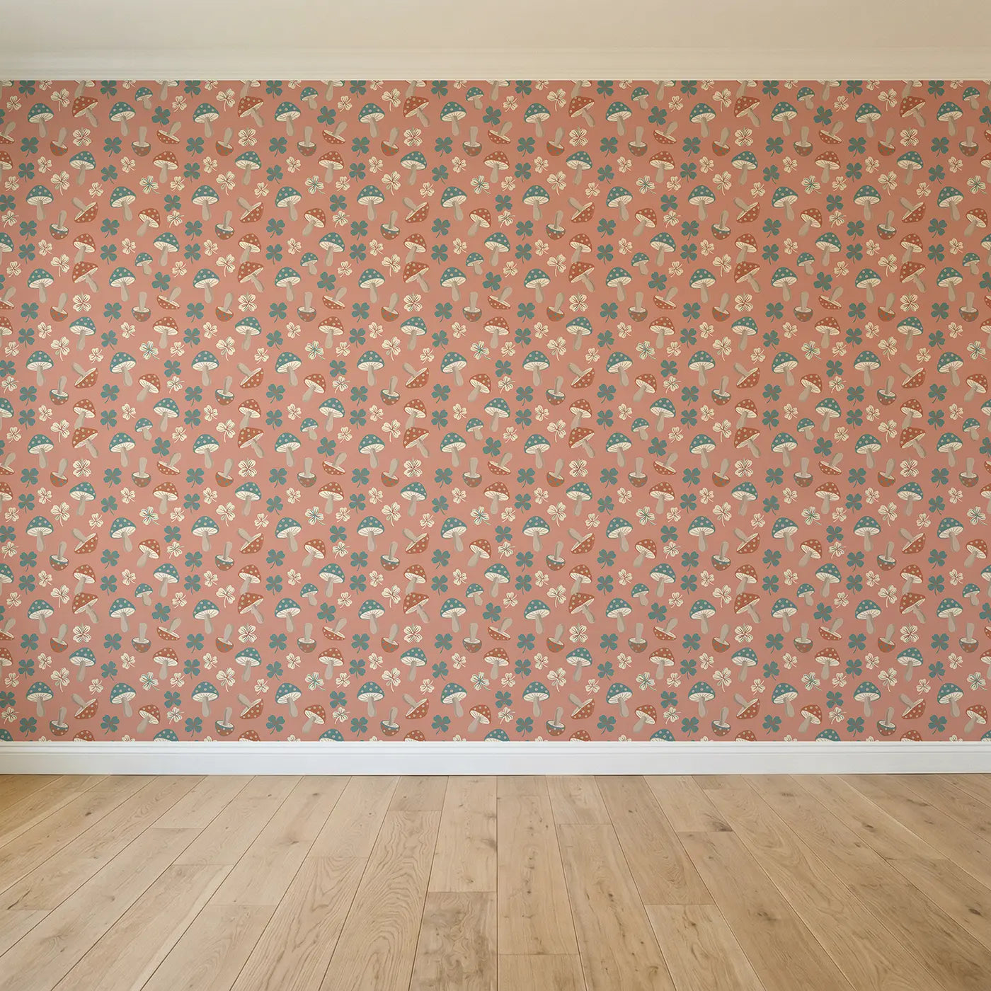 Polka-Dot Toadstools Modern Illustration seamless wallpaper full pattern - Whimsy Tots