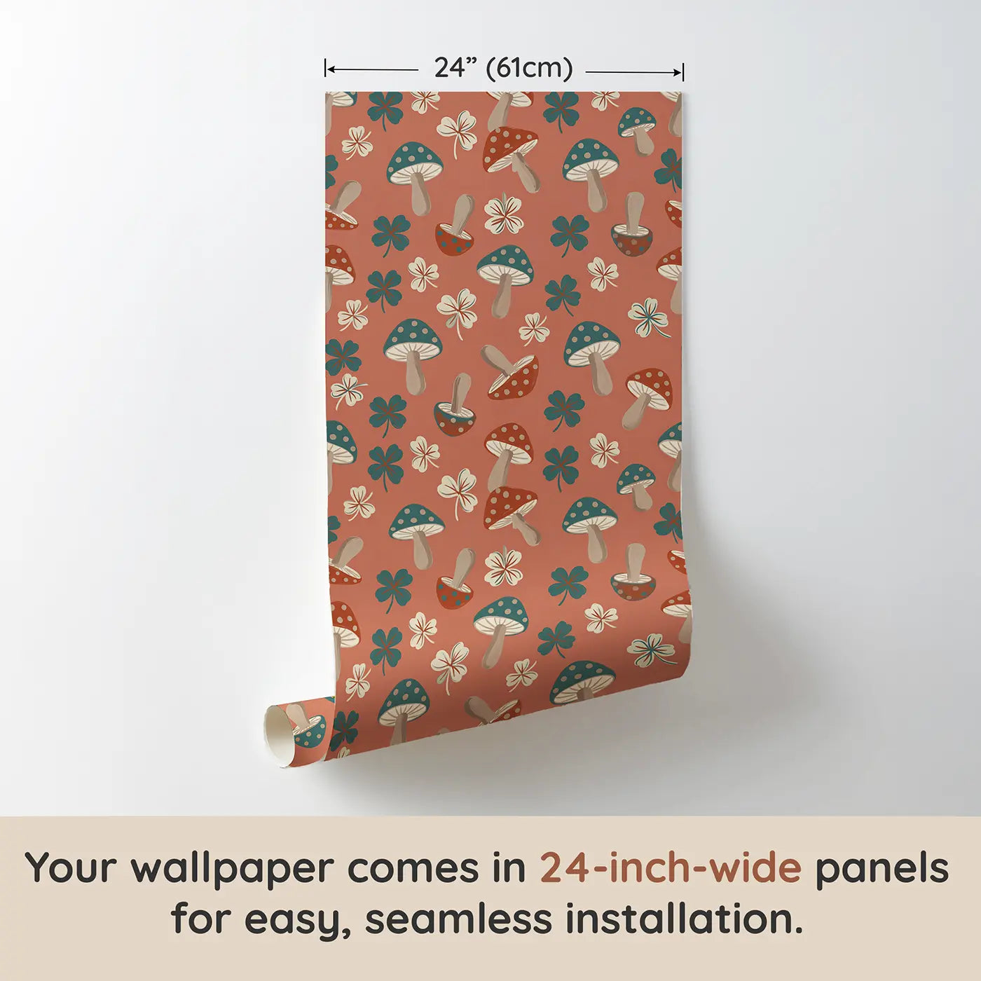 Polka-Dot Toadstools Modern Illustration wallpaper panel dimensions - Whimsy Tots