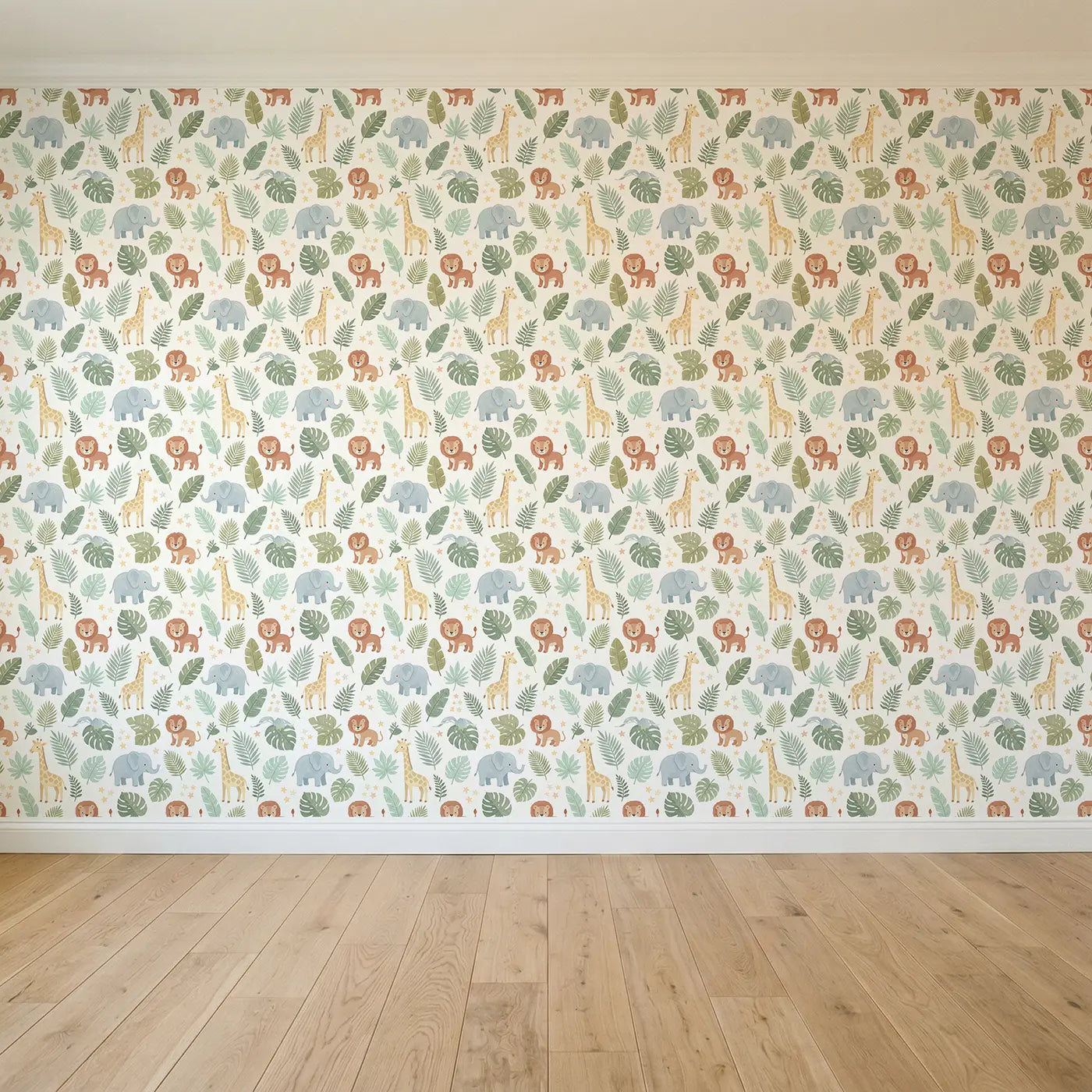 Baby Elephants Modern Illustration seamless wallpaper full pattern - Whimsy Tots