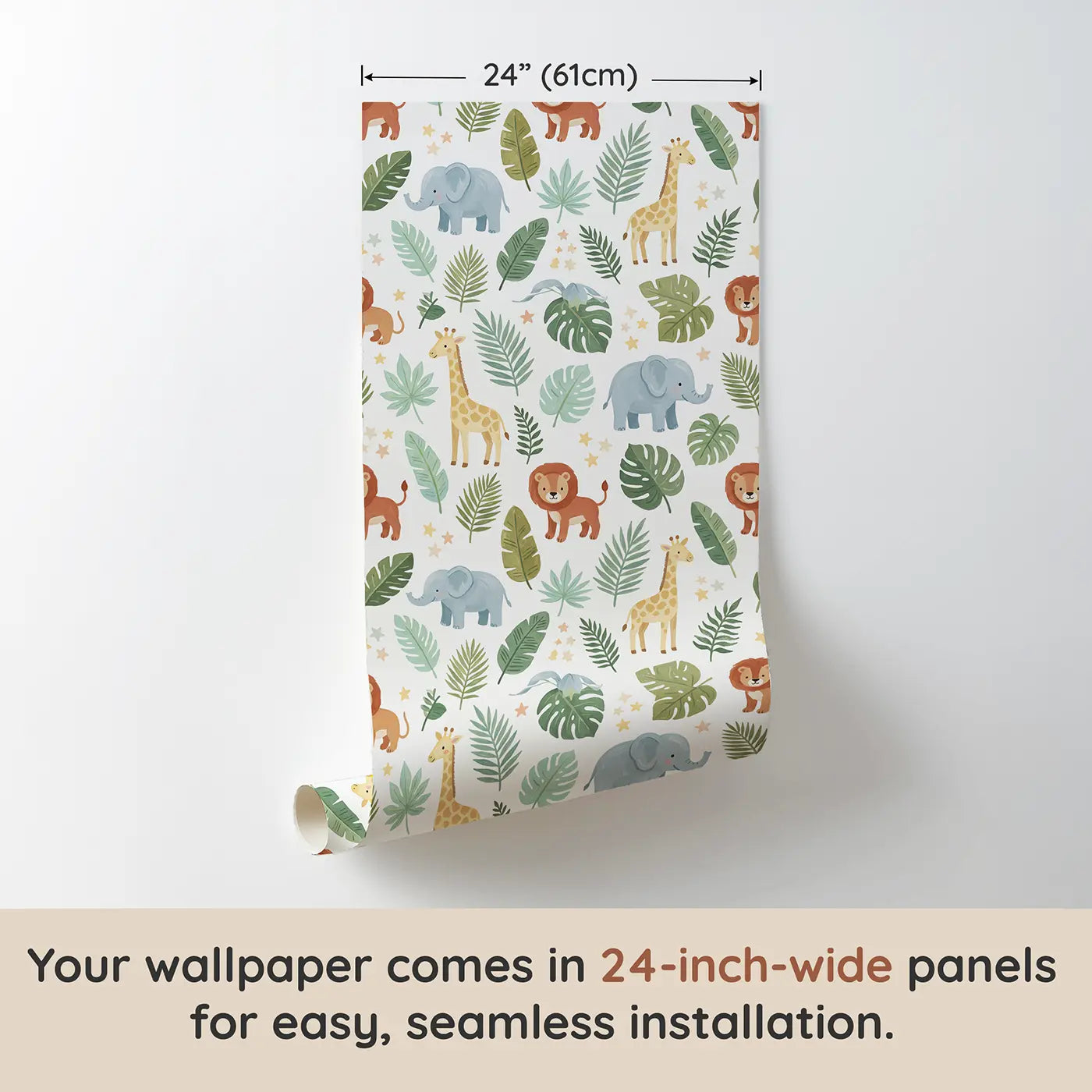 Baby Elephants Modern Illustration wallpaper panel dimensions - Whimsy Tots