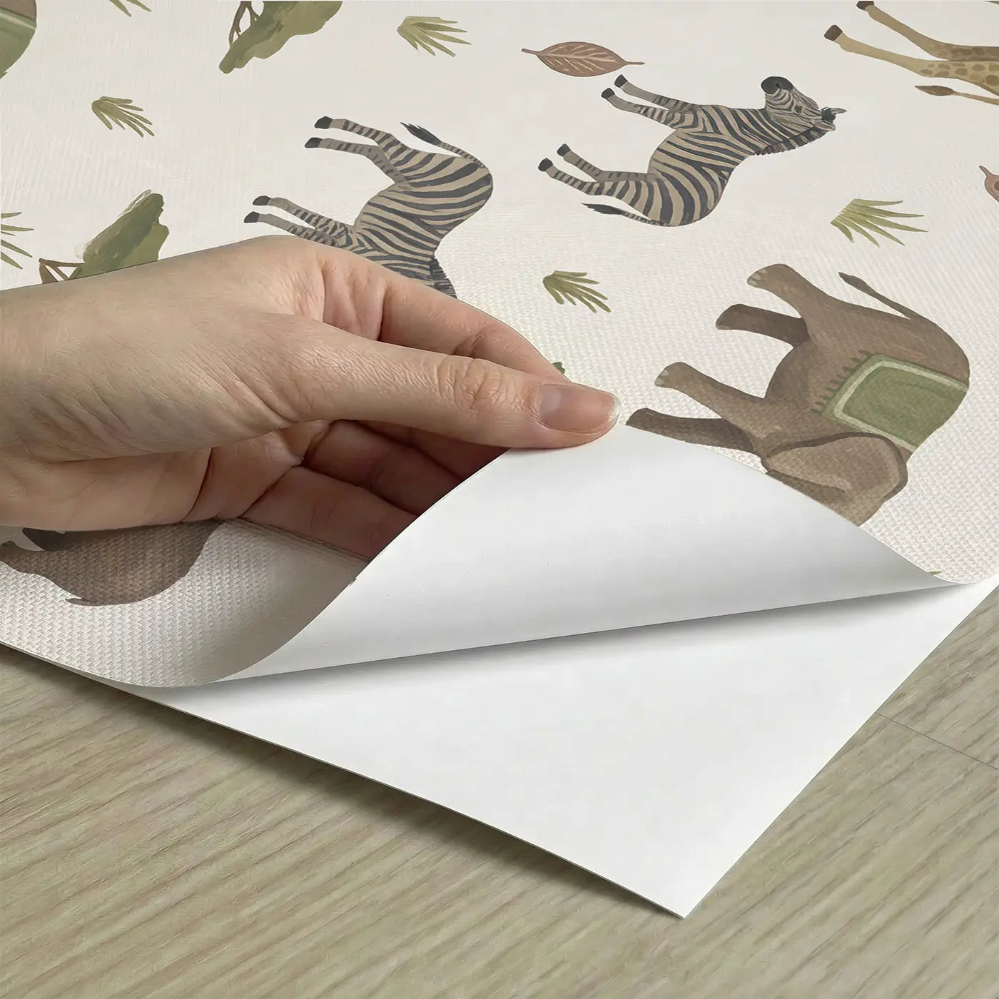 Elephants Modern Illustration peel and stick material close-up - Whimsy Tots