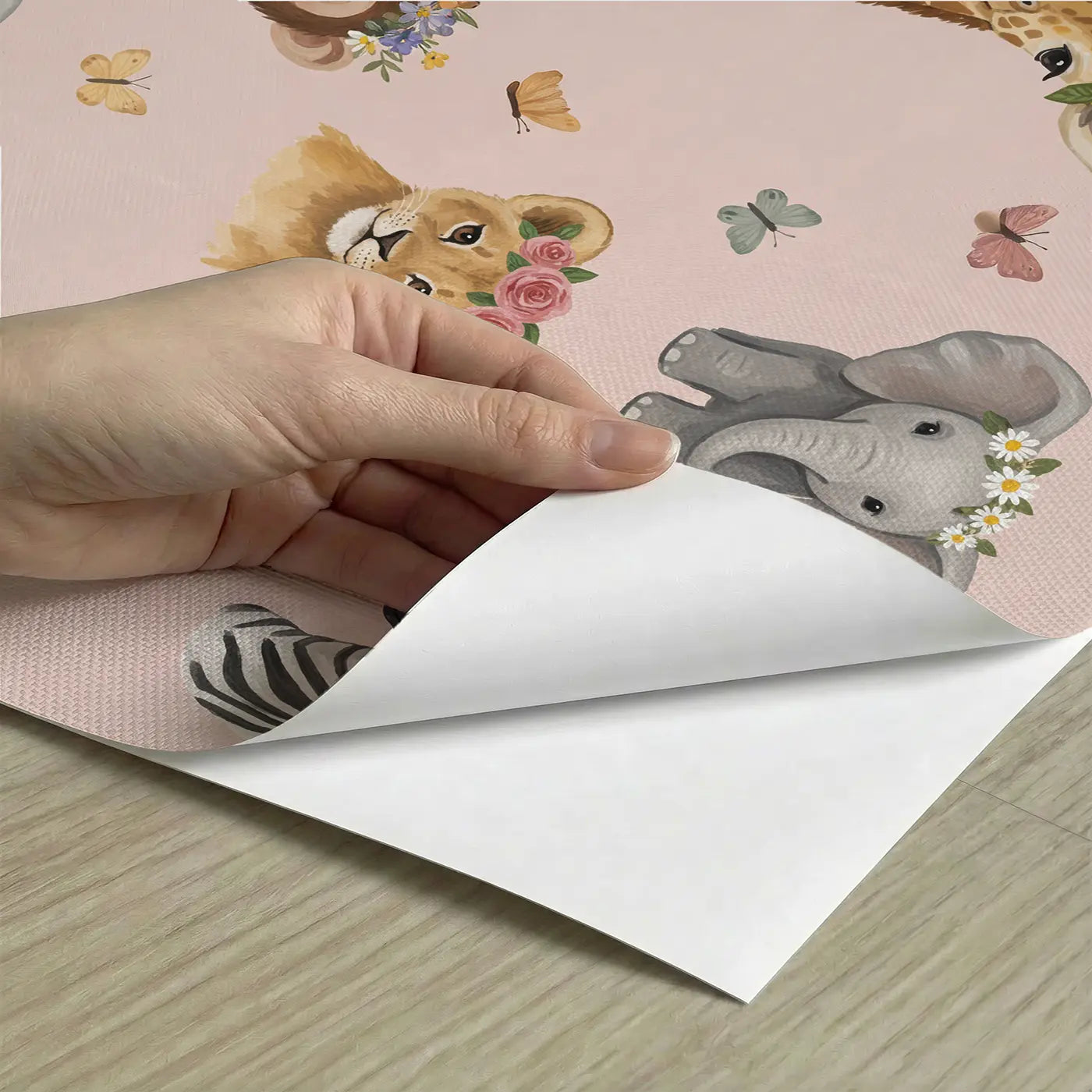 Baby Safari Animals Modern Illustration peel and stick material close-up - Whimsy Tots
