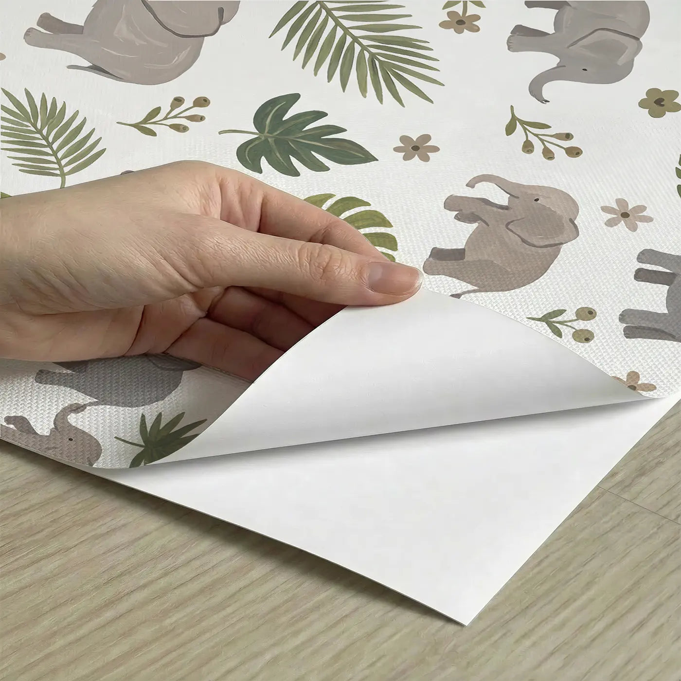 Baby Elephants Varied Modern Illustration peel and stick material close-up - Whimsy Tots