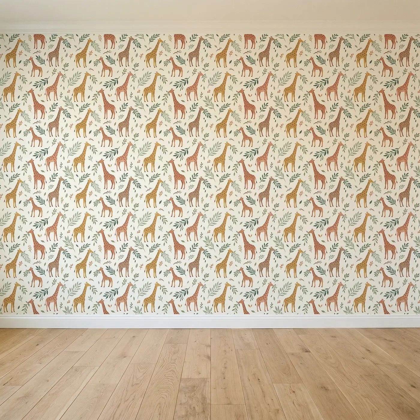 Giraffes Long Modern Illustration seamless wallpaper full pattern - Whimsy Tots
