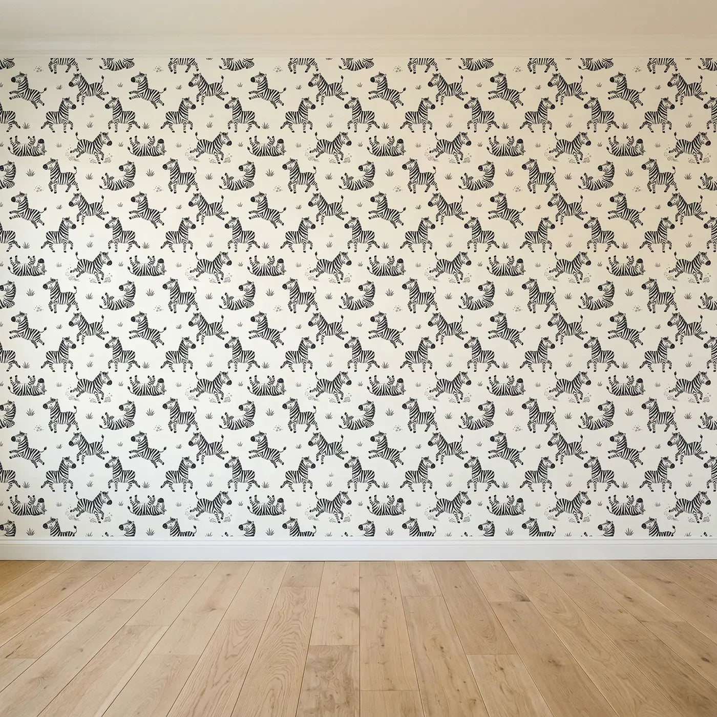 Zebras Playful Modern Illustration seamless wallpaper full pattern - Whimsy Tots