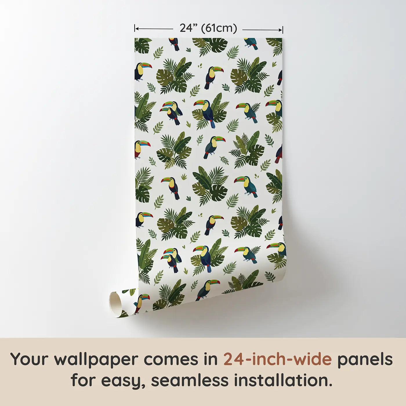 Toucans Bright Modern Illustration wallpaper panel dimensions - Whimsy Tots