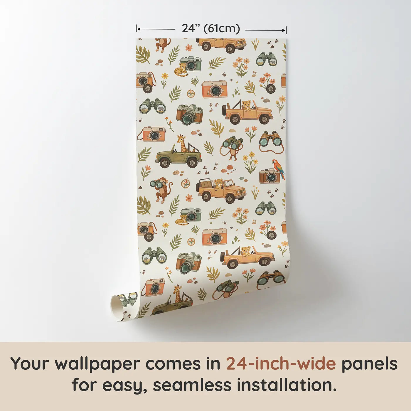 Jeeps Modern Illustration wallpaper panel dimensions - Whimsy Tots