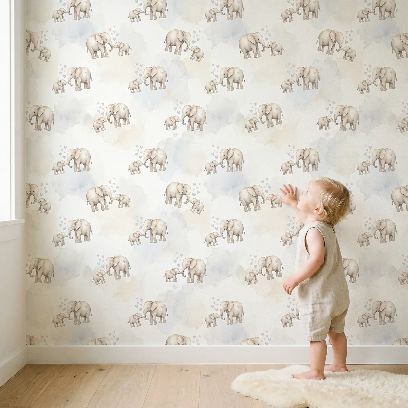 Mama Baby Watercolor wallpaper in styled kids room - Whimsy Tots