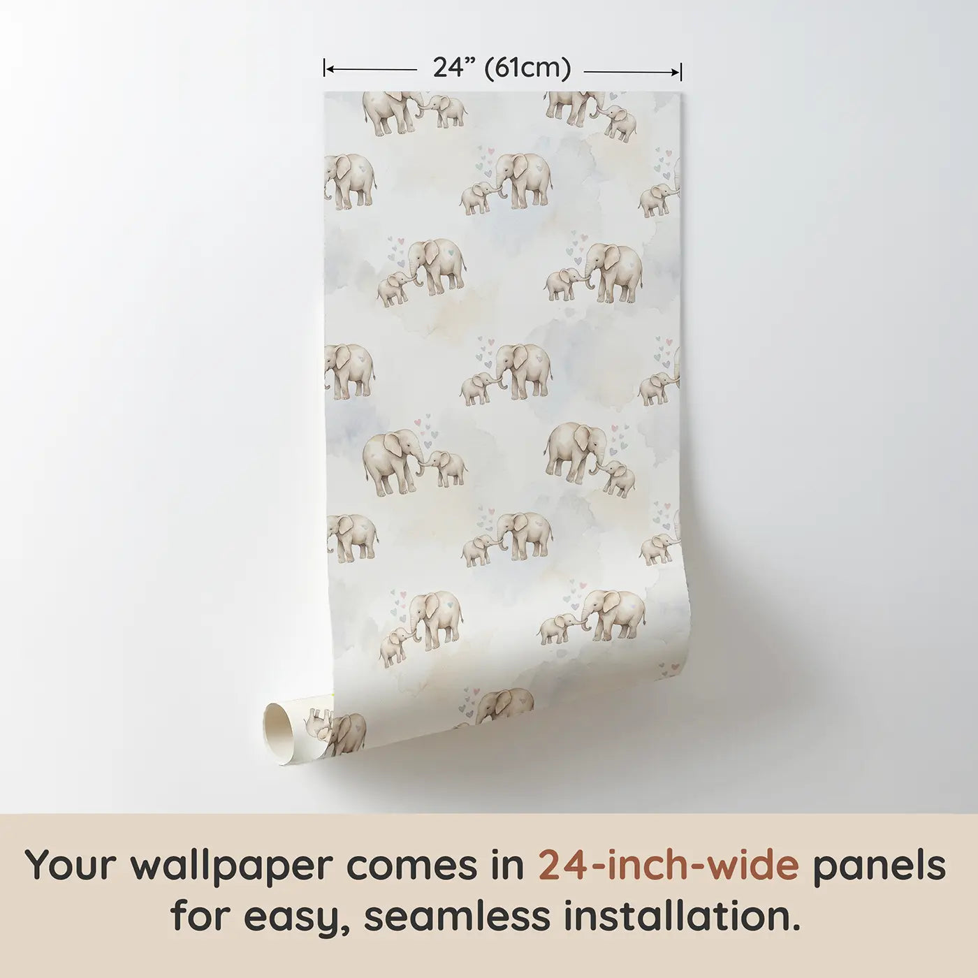 Mama Baby Watercolor wallpaper panel dimensions - Whimsy Tots