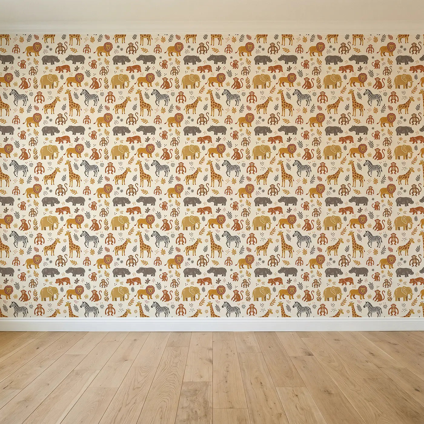Safari Animals Block Print seamless wallpaper full pattern - Whimsy Tots