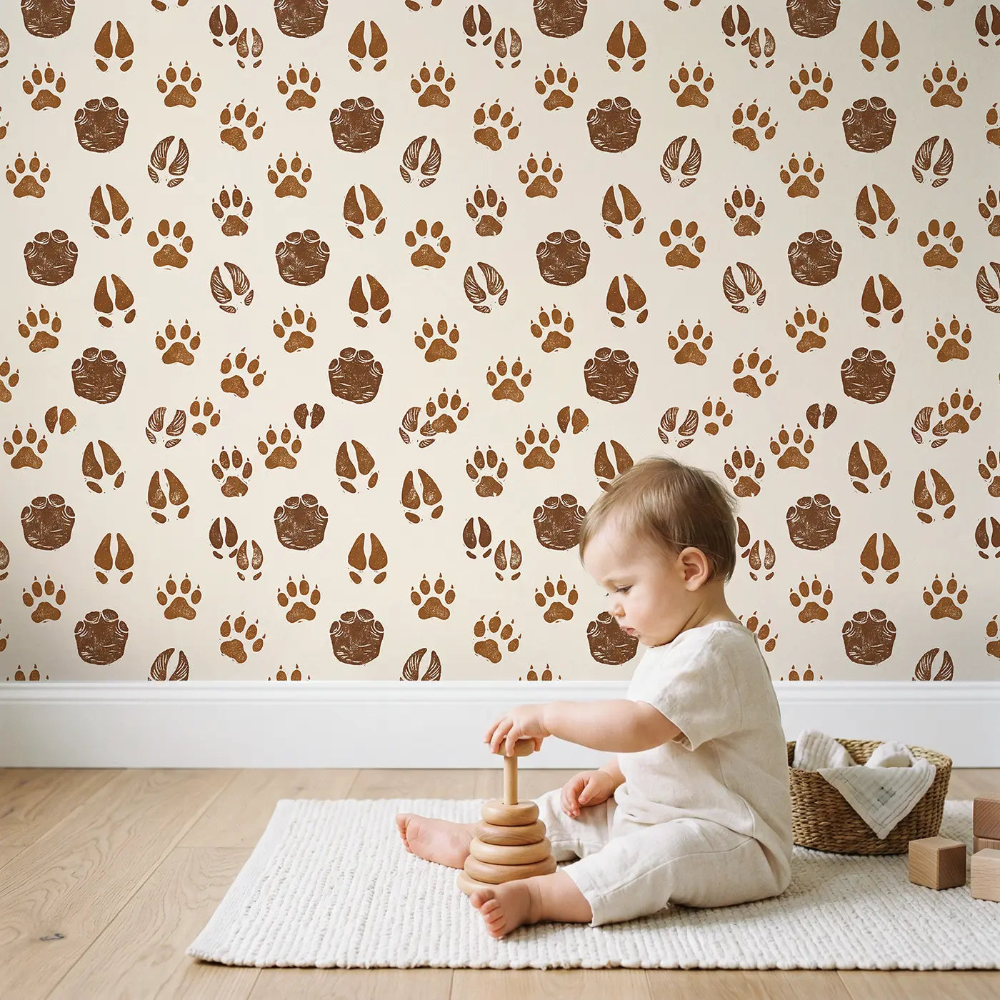 Safari Animal Block Print wallpaper in styled kids room - Whimsy Tots
