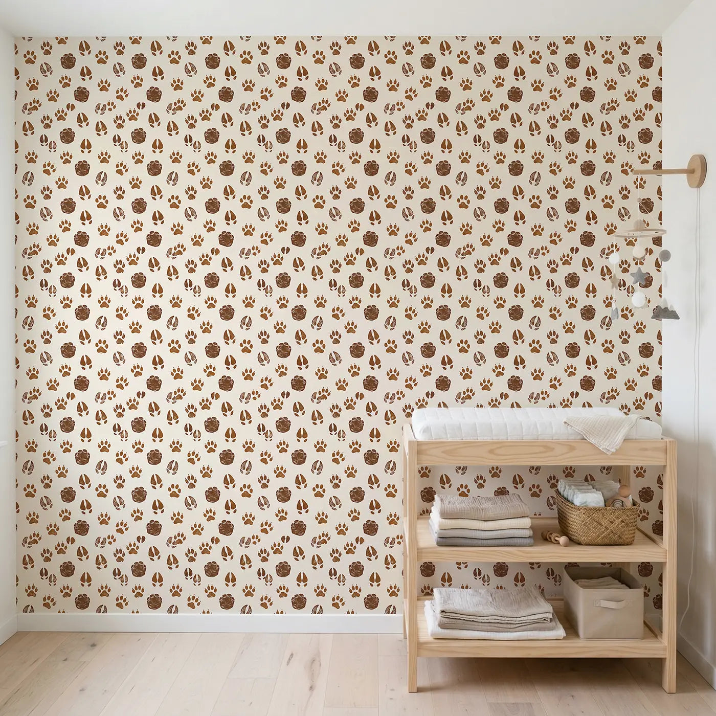 Safari Animal Block Print wallpaper in Scandinavian nursery - Whimsy Tots