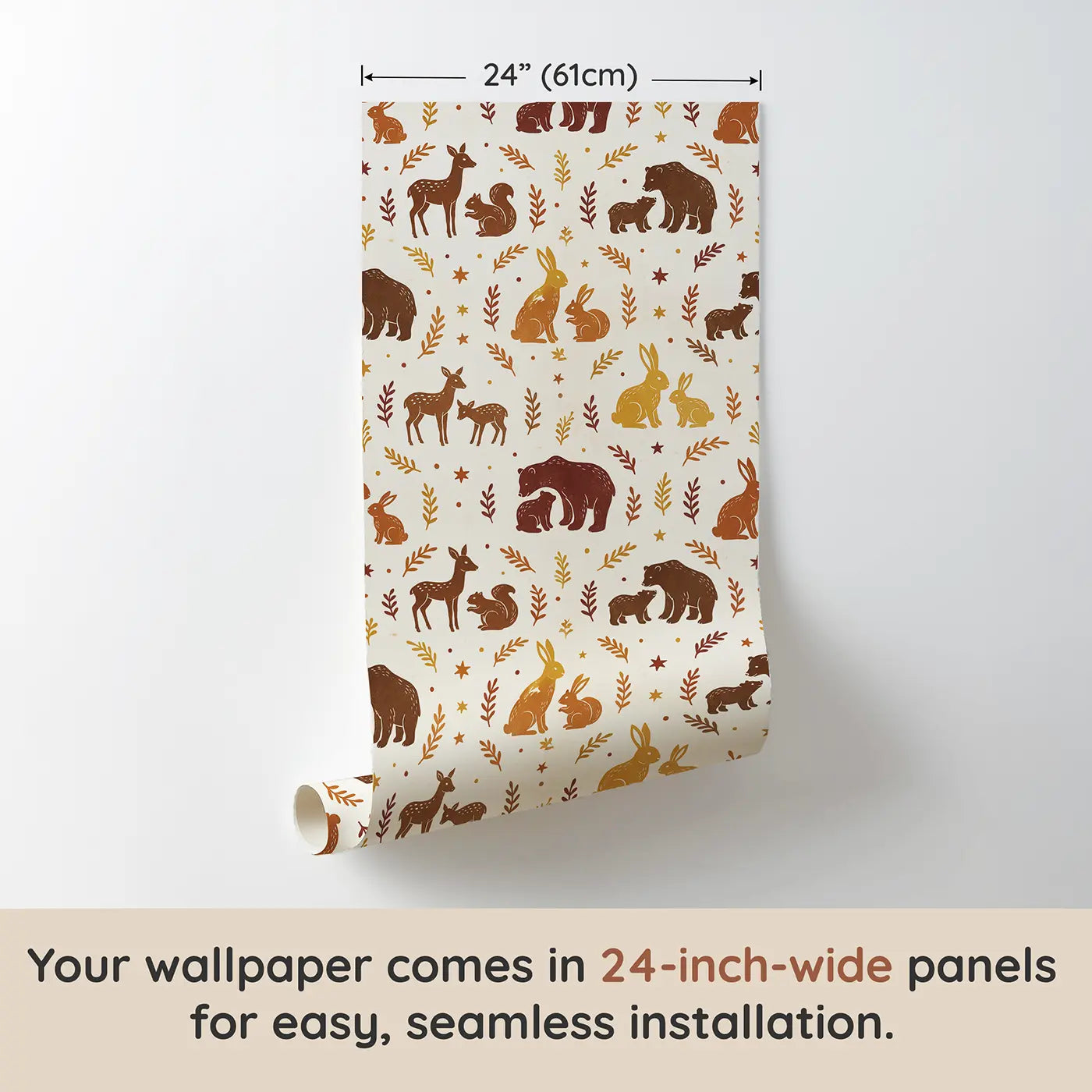 Baby Animal Block Print wallpaper panel dimensions - Whimsy Tots