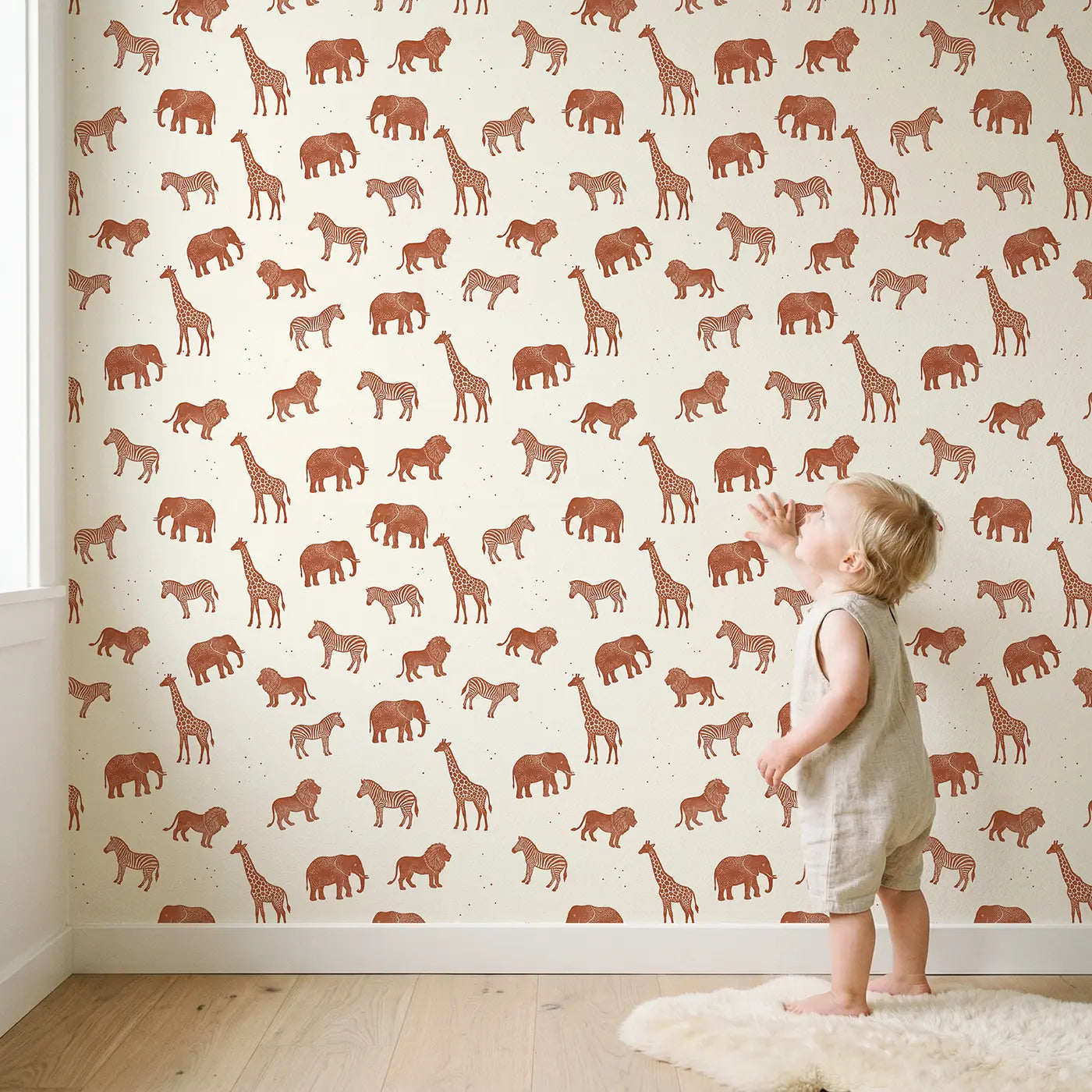 Safari Silhouettes Block Print wallpaper in styled kids room - Whimsy Tots