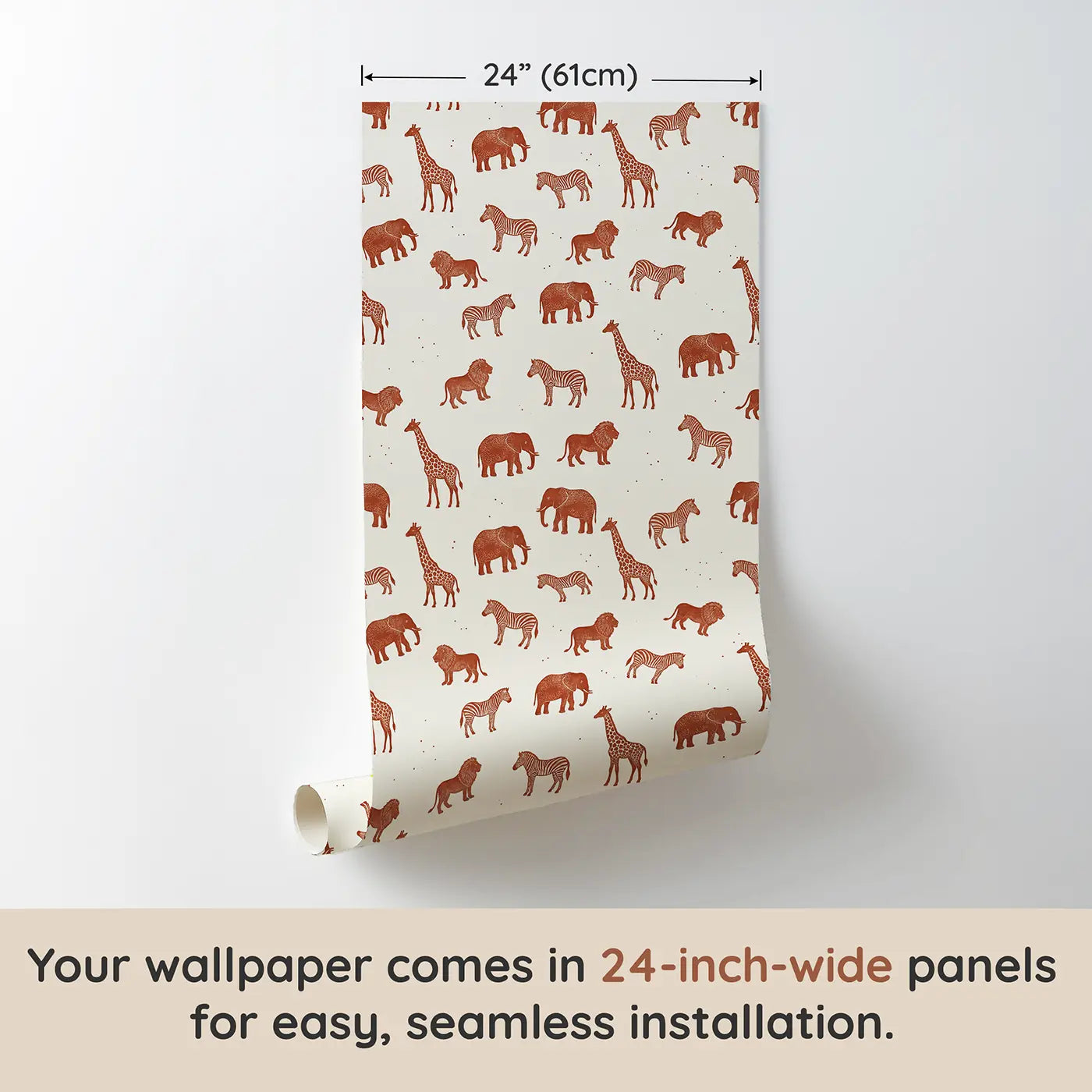 Safari Silhouettes Block Print wallpaper panel dimensions - Whimsy Tots
