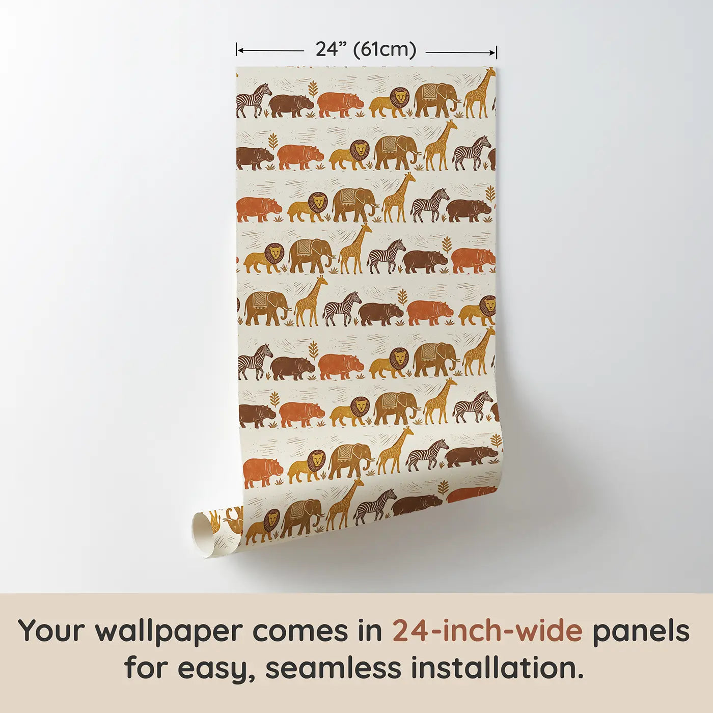 Safari Border Block Print wallpaper panel dimensions - Whimsy Tots
