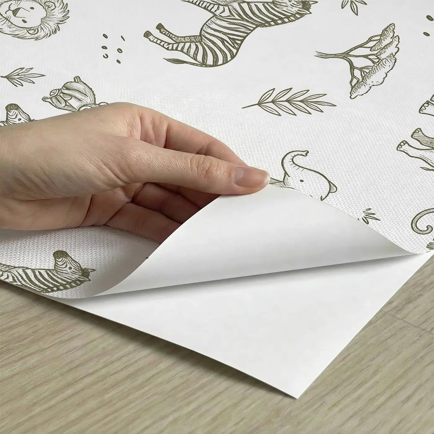 Simple Safari Animals Hand-Drawn peel and stick material close-up - Whimsy Tots