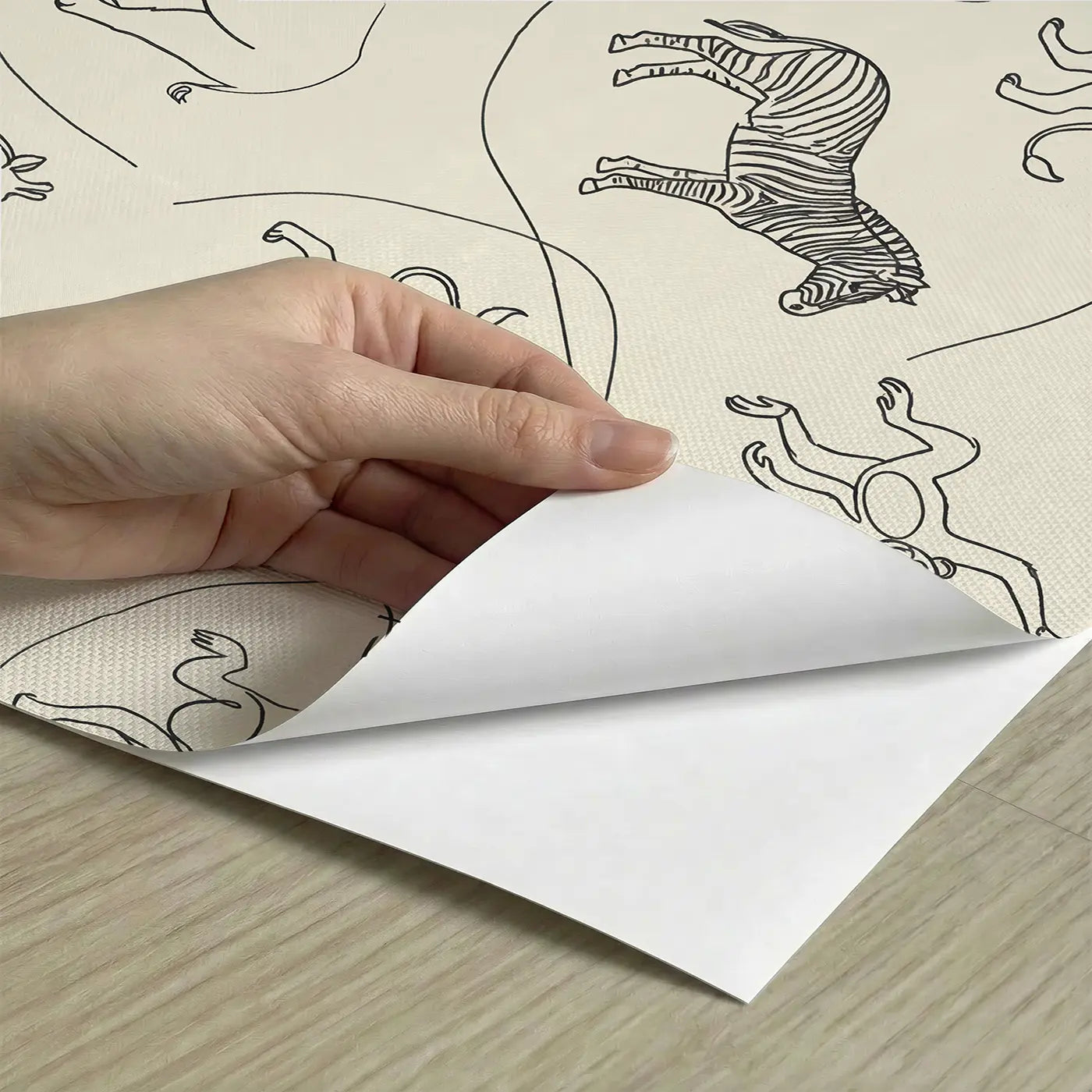 Continuous Single-Line Hand-Drawn peel and stick material close-up - Whimsy Tots