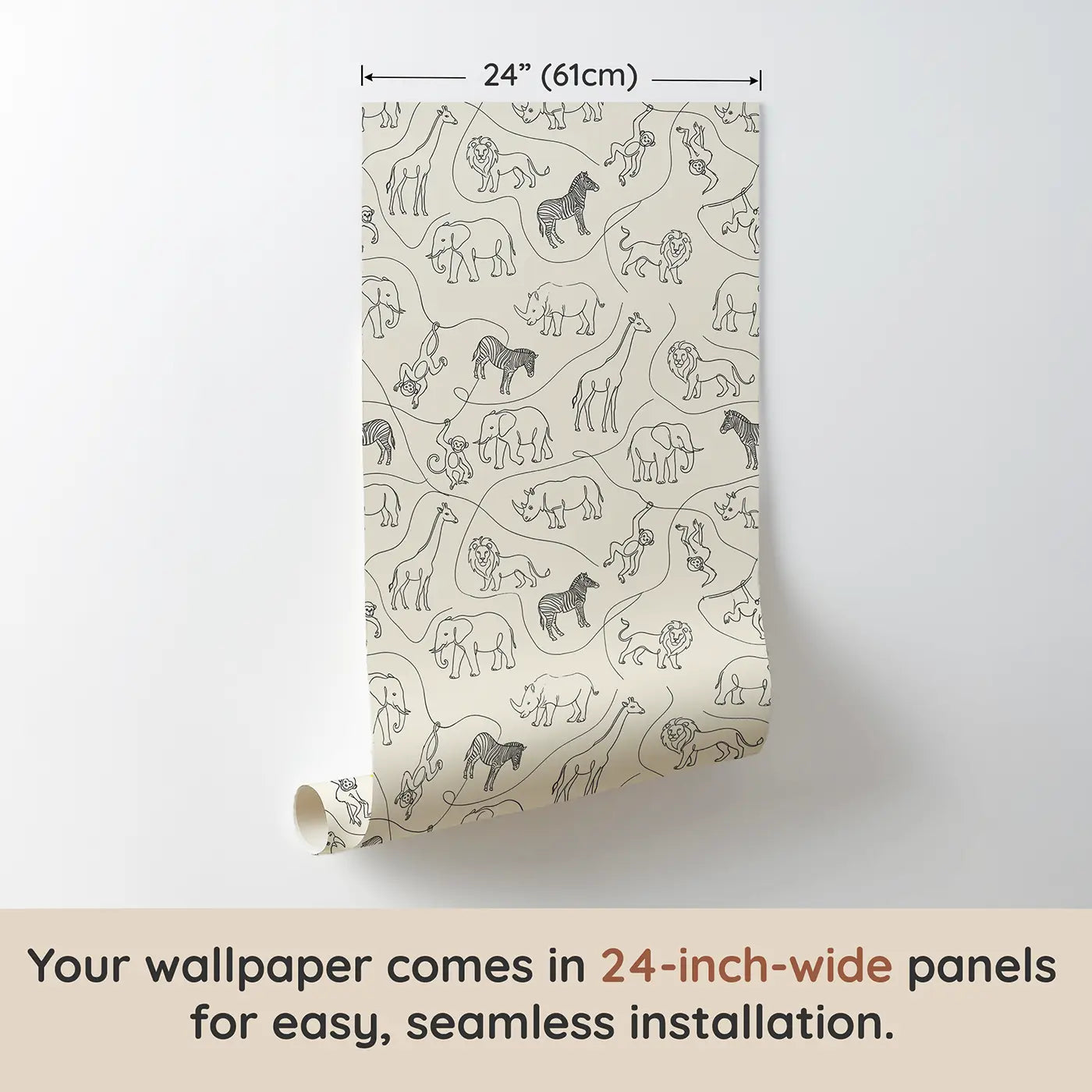 Continuous Single-Line Hand-Drawn wallpaper panel dimensions - Whimsy Tots