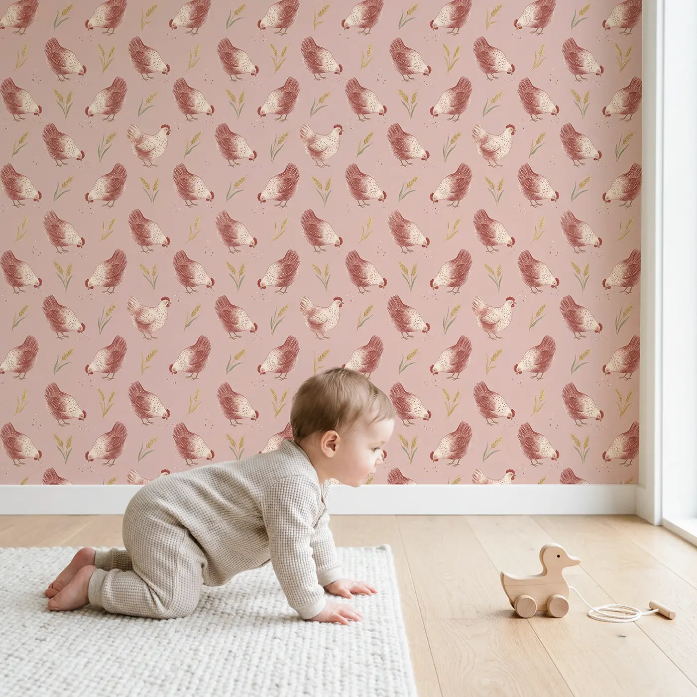 Speckled Hens Soft Pastel wallpaper in styled kids room - Whimsy Tots
