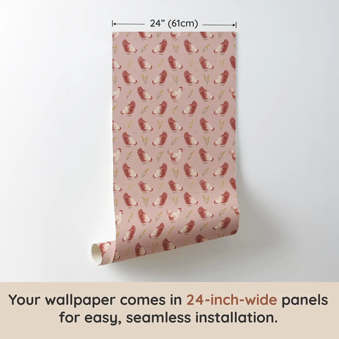 Speckled Hens Soft Pastel wallpaper panel dimensions - Whimsy Tots