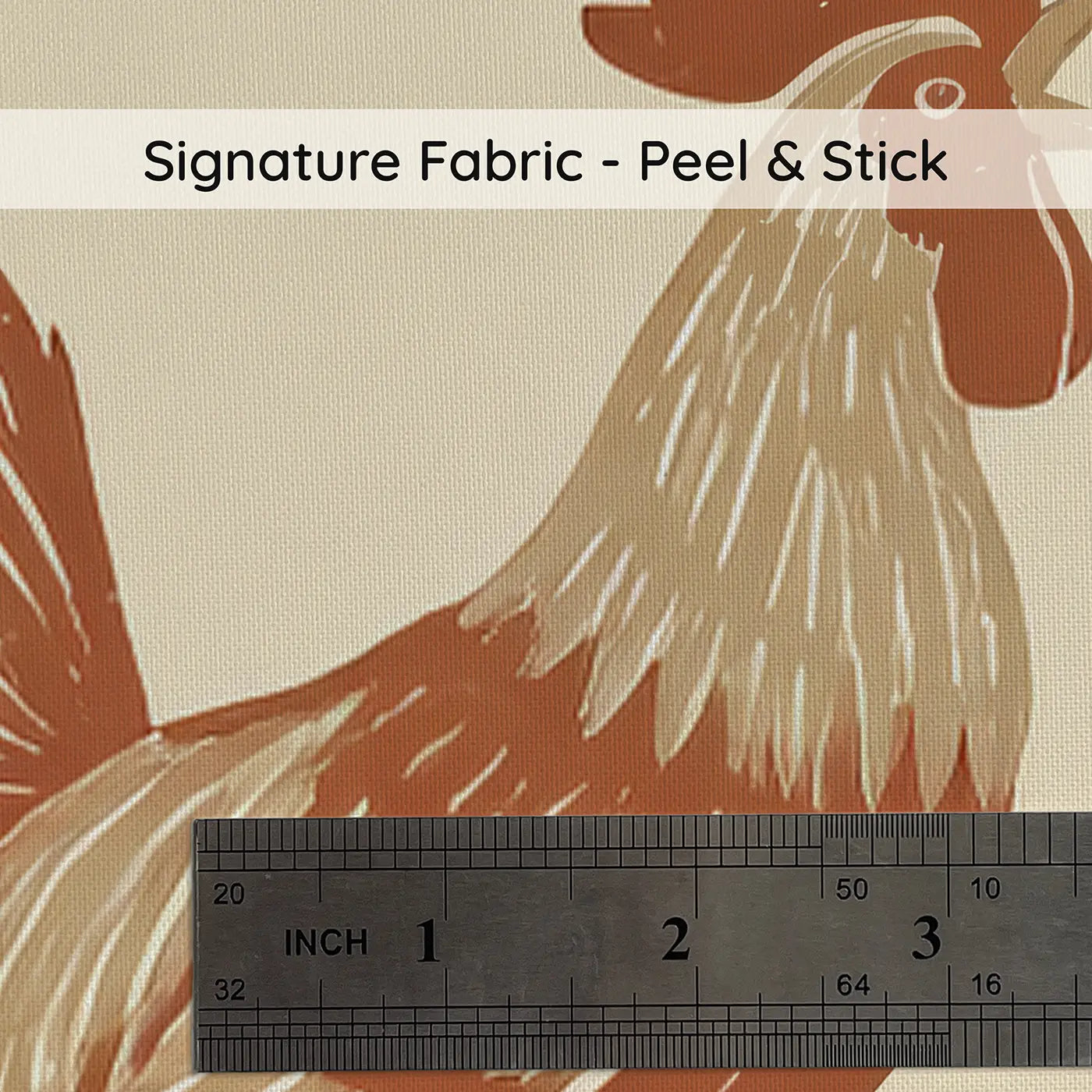 Proud Roosters Block Print on peel and stick fabric - Whimsy Tots