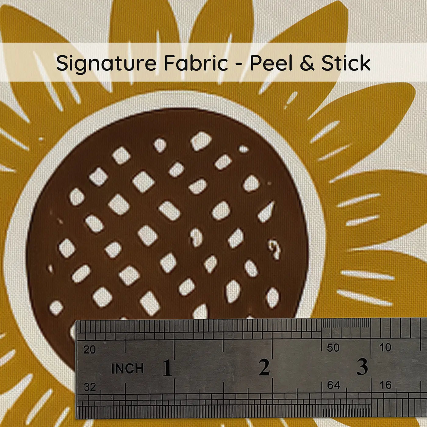 Sunflower Heads Block Print on peel and stick fabric - Whimsy Tots