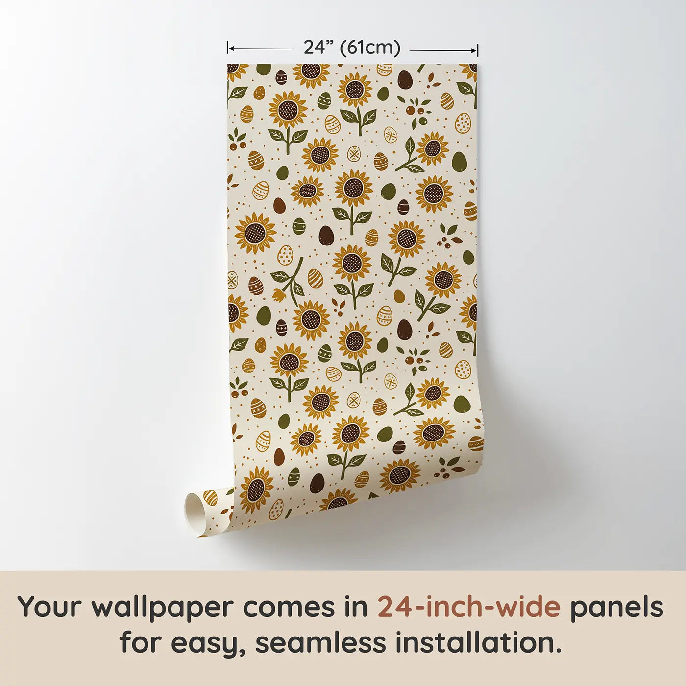 Sunflower Heads Block Print wallpaper panel dimensions - Whimsy Tots