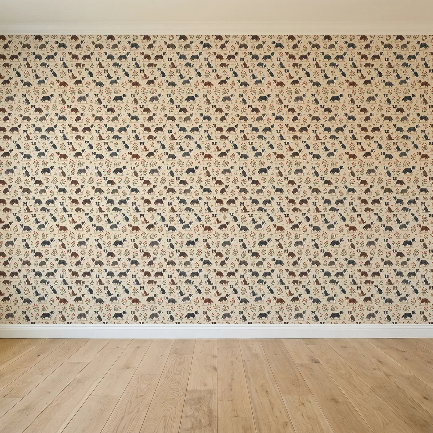 Border Collie Herding Modern Illustration seamless wallpaper full pattern - Whimsy Tots