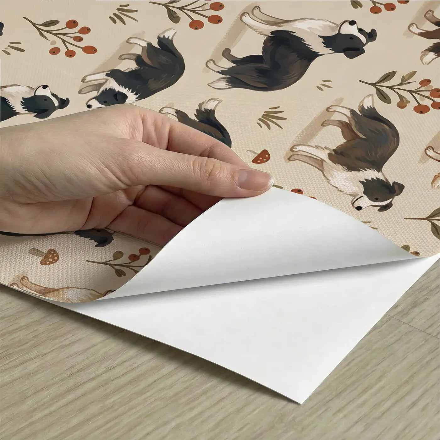Border Collie Herding Modern Illustration peel and stick material close-up - Whimsy Tots