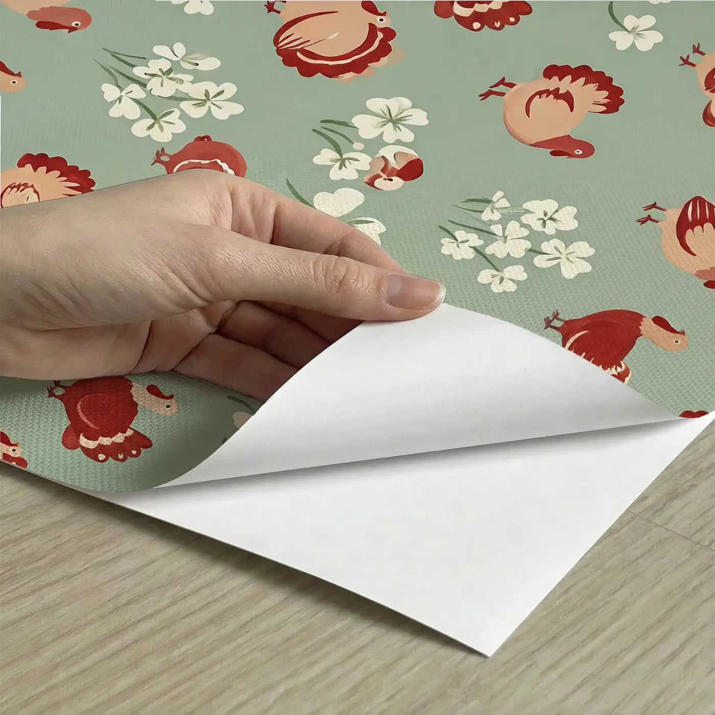 Plump Turkeys Strutting Modern Illustration peel and stick material close-up - Whimsy Tots