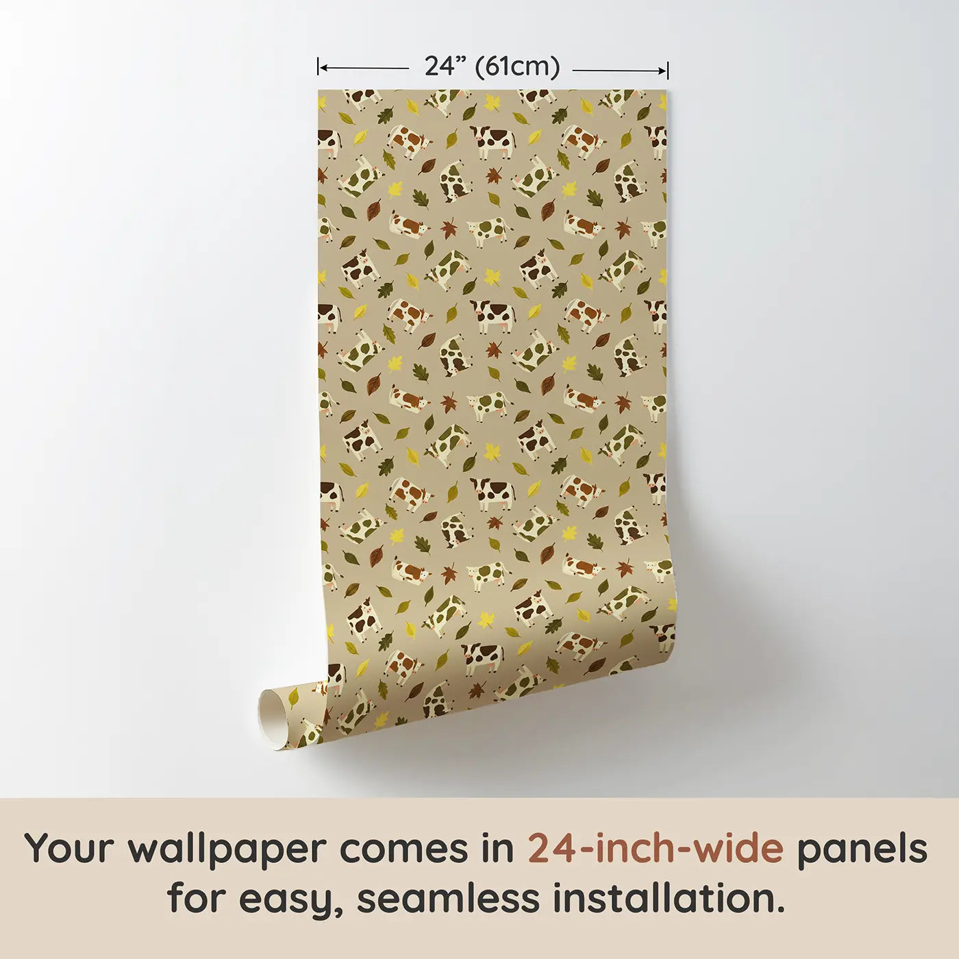 Spotted Dairy Cows Modern Illustration wallpaper panel dimensions - Whimsy Tots