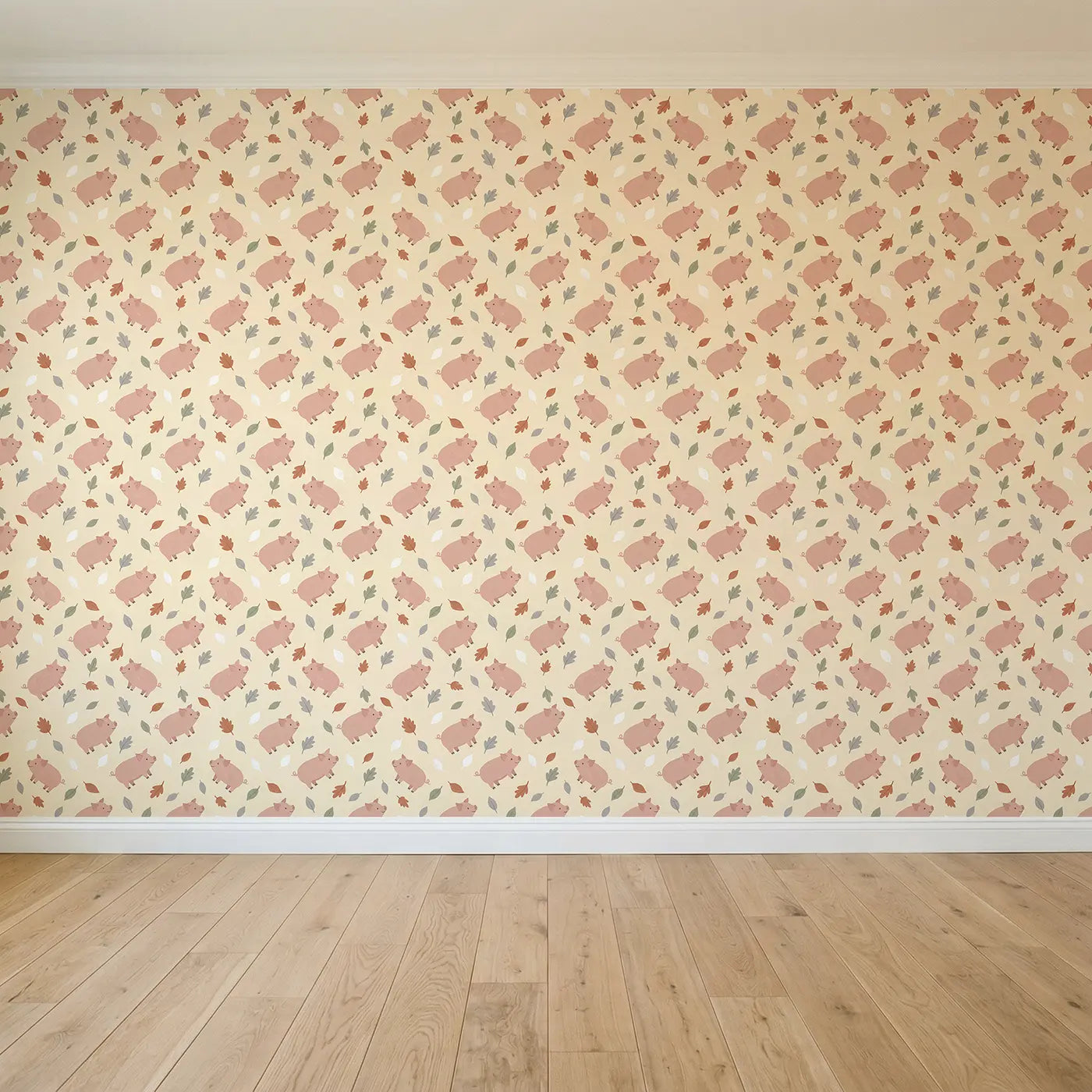 Curly-Tailed Piglets Modern Illustration seamless wallpaper full pattern - Whimsy Tots