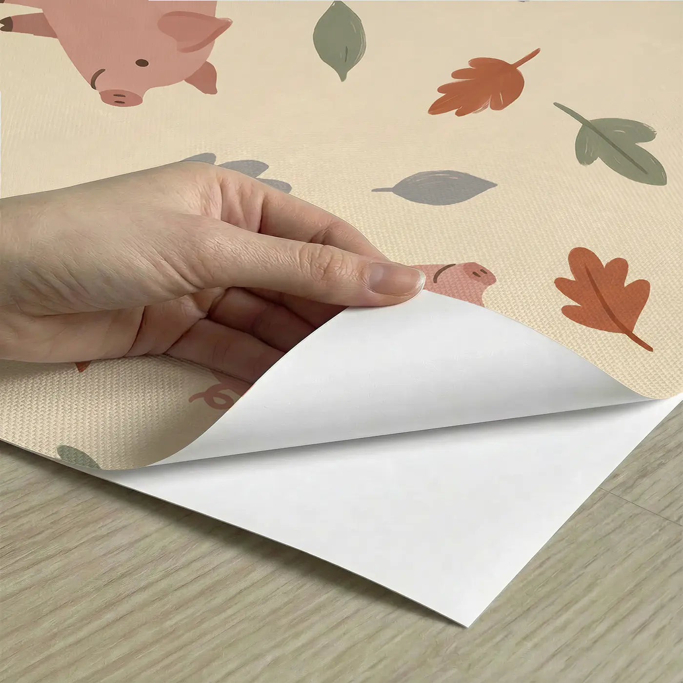 Curly-Tailed Piglets Modern Illustration peel and stick material close-up - Whimsy Tots