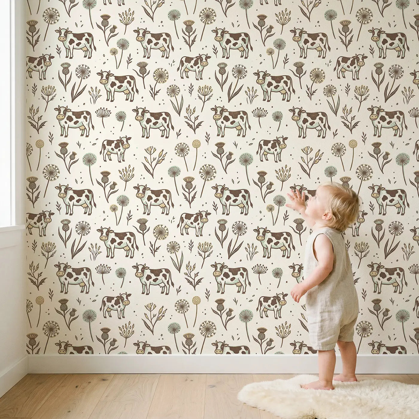 Spotted Dairy Block Print wallpaper in styled kids room - Whimsy Tots