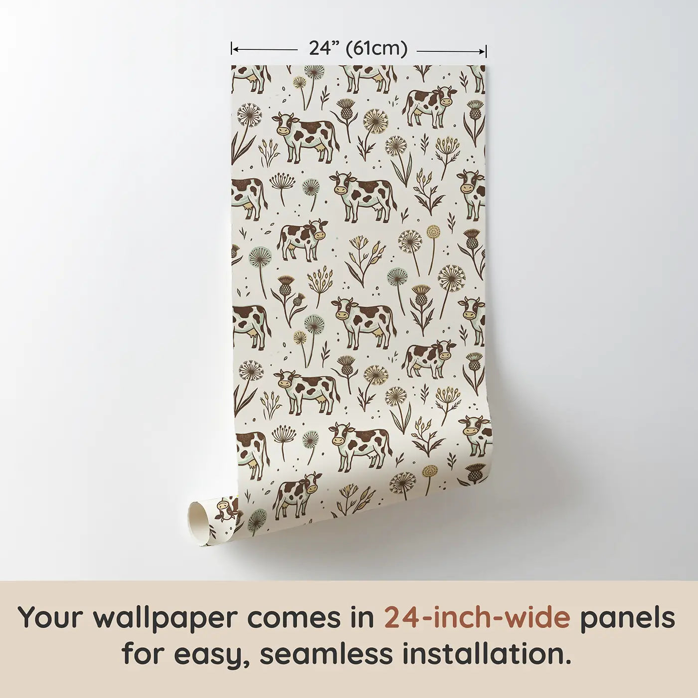 Spotted Dairy Block Print wallpaper panel dimensions - Whimsy Tots
