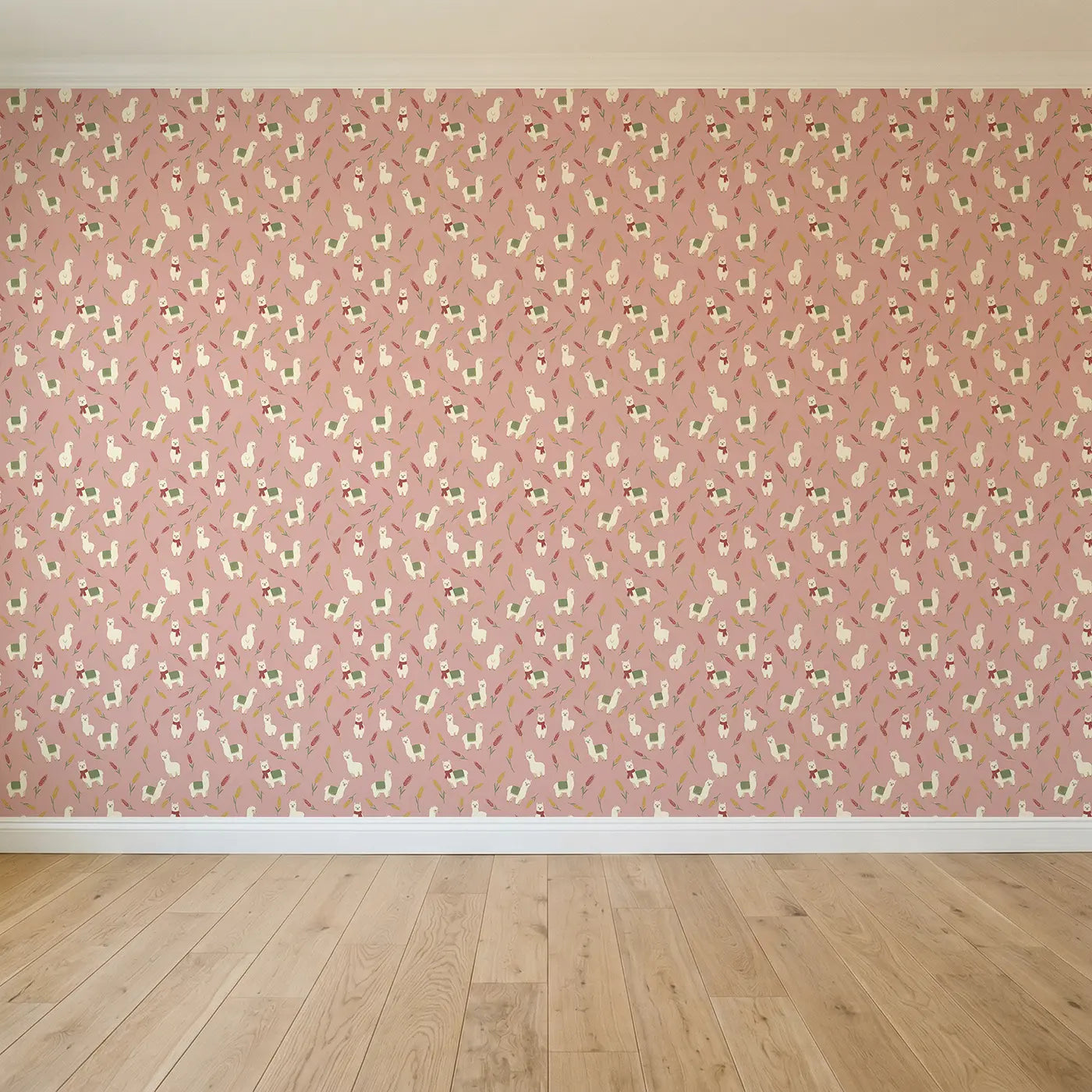 Fluffy Alpacas Modern Illustration II seamless wallpaper full pattern - Whimsy Tots
