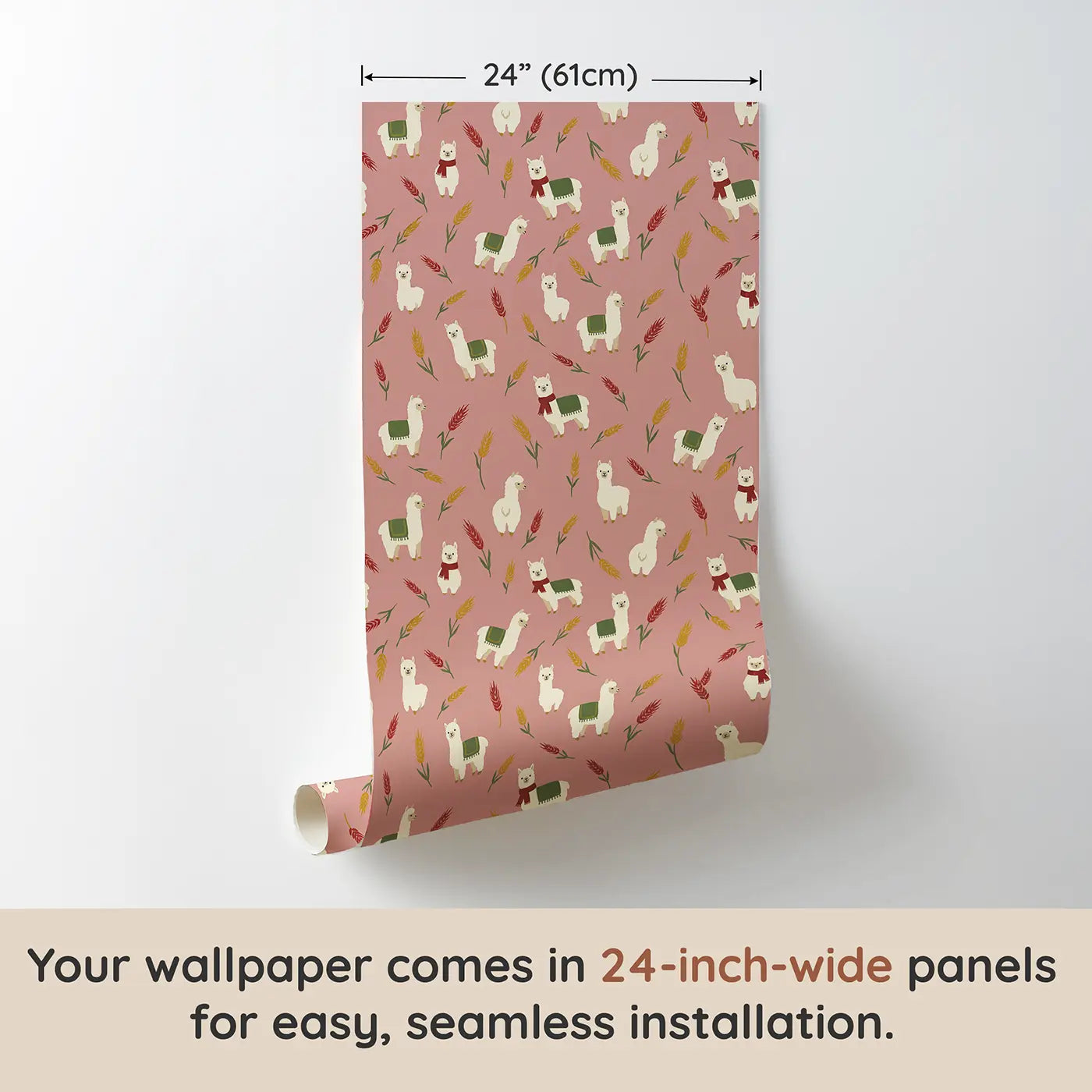 Fluffy Alpacas Modern Illustration II wallpaper panel dimensions - Whimsy Tots