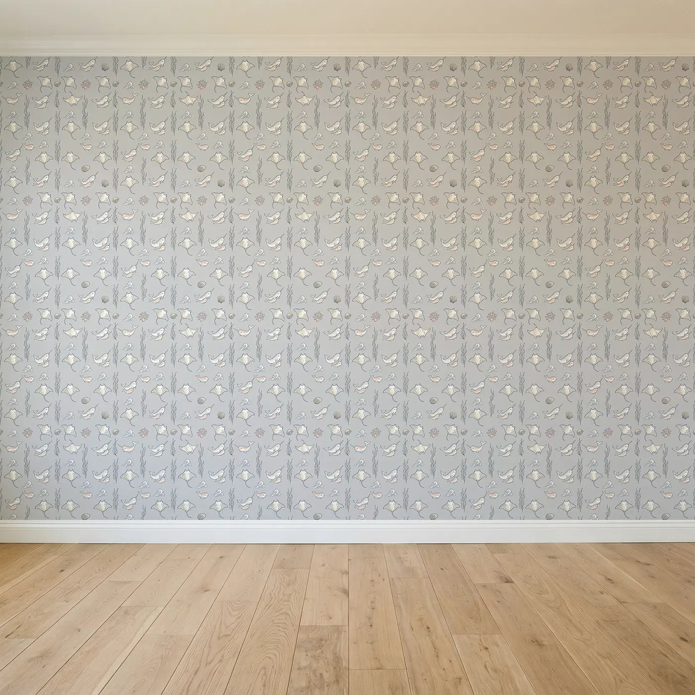 Baby Manta Ray Hand-Drawn seamless wallpaper full pattern - Whimsy Tots