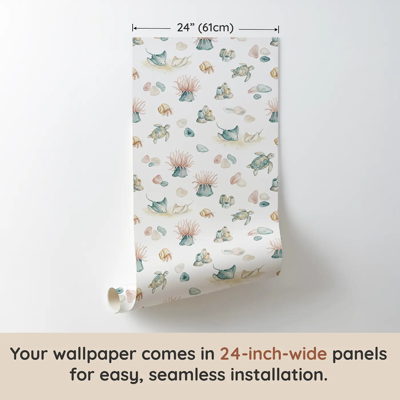 Stingray Resting Watercolor wallpaper panel dimensions - Whimsy Tots