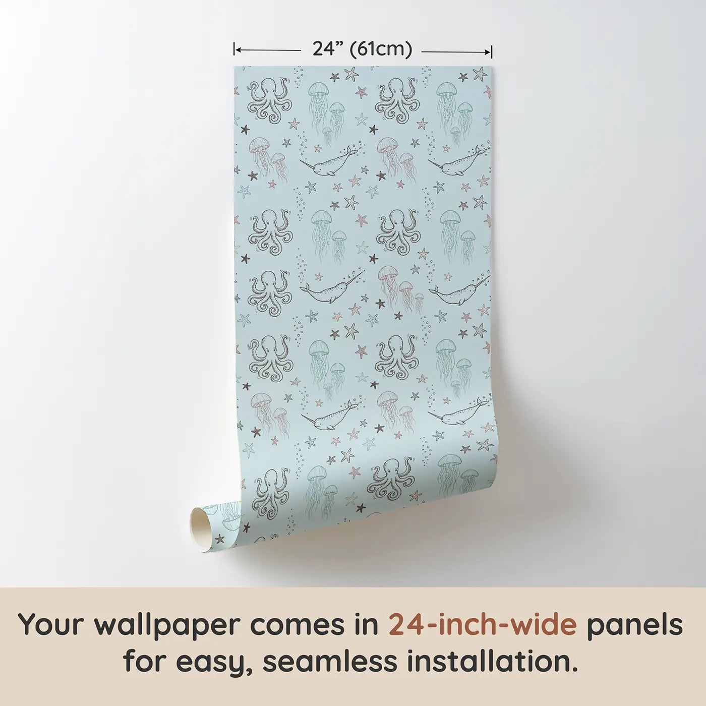 Playful Octopus Hand-Drawn wallpaper panel dimensions - Whimsy Tots