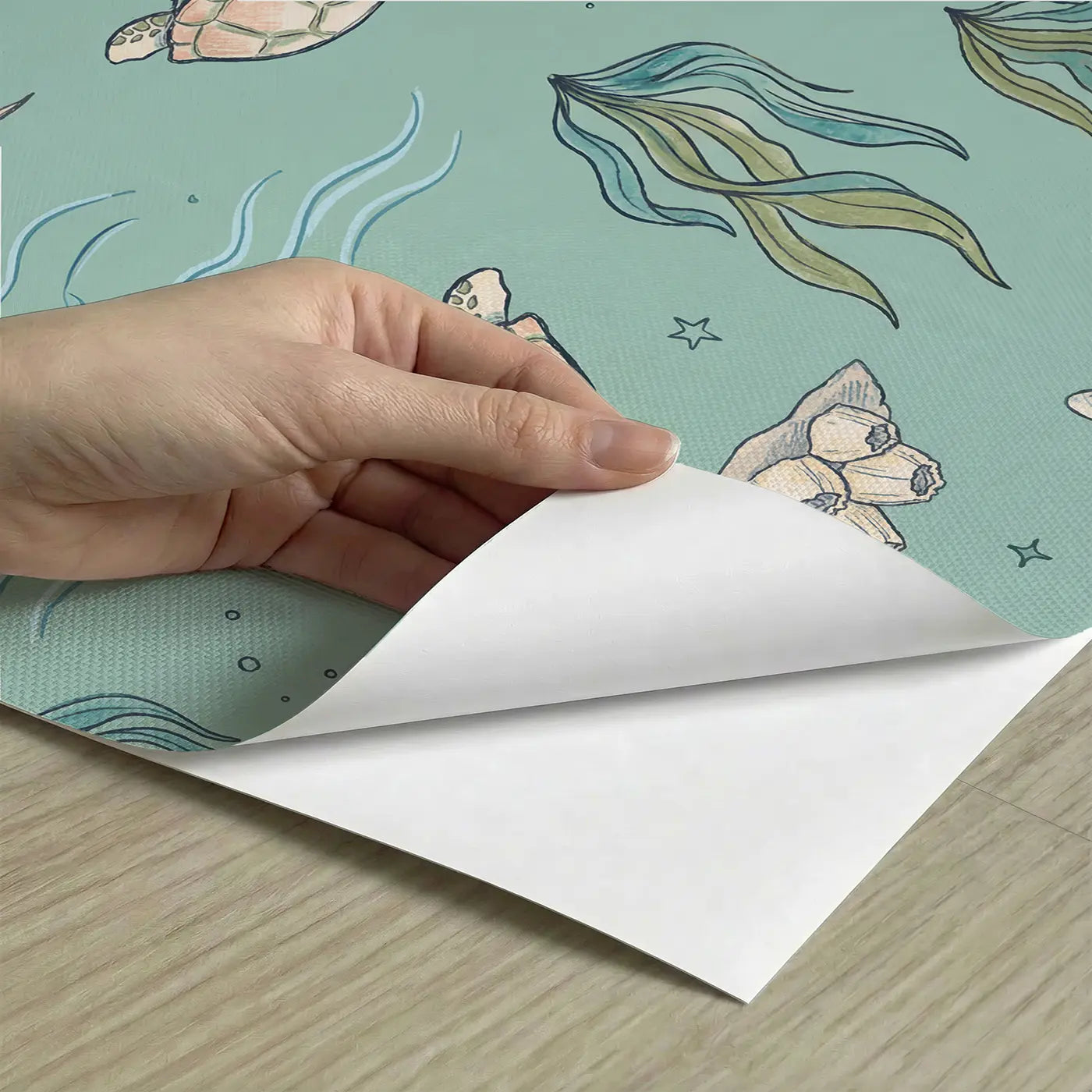 Angelfish Striped Hand-Drawn peel and stick material close-up - Whimsy Tots