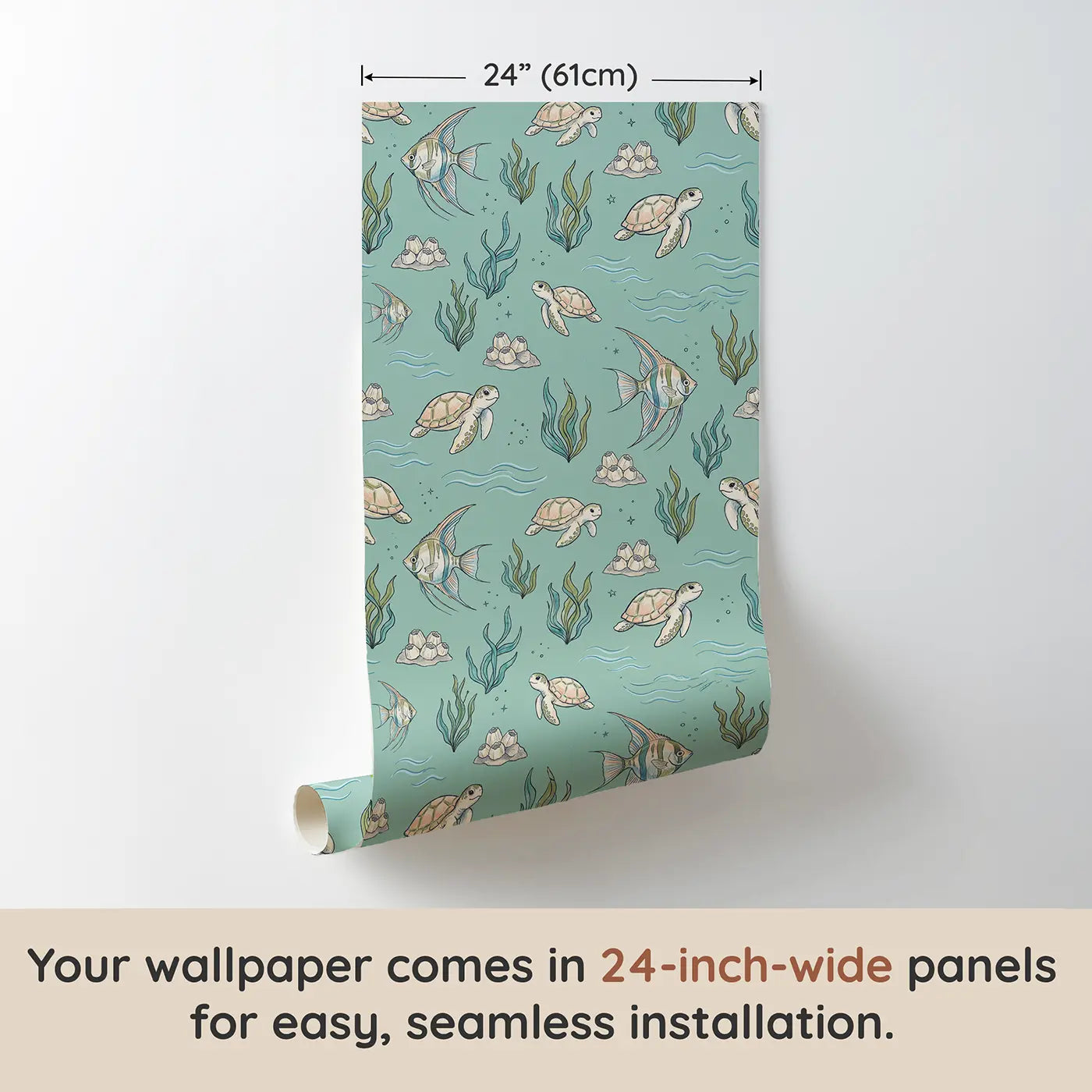 Angelfish Striped Hand-Drawn wallpaper panel dimensions - Whimsy Tots