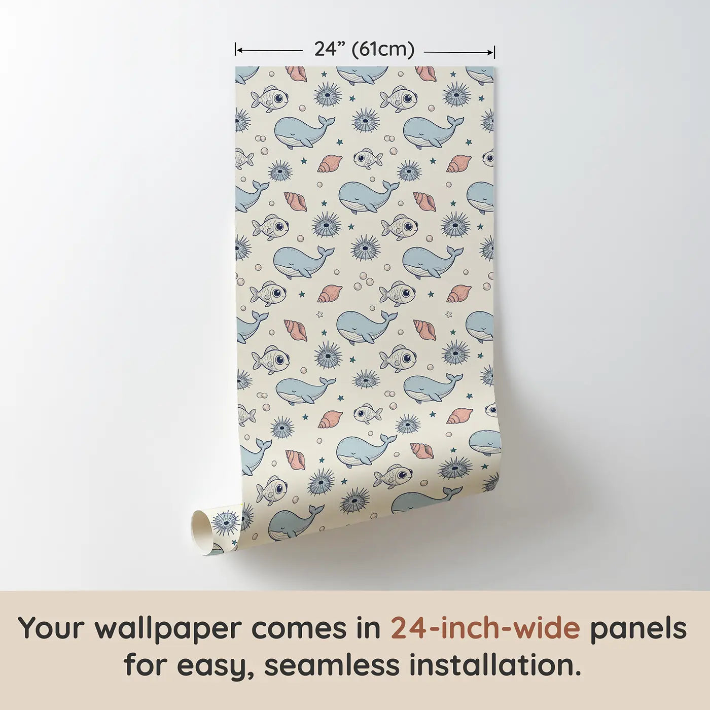 Little Fish Hand-Drawn wallpaper panel dimensions - Whimsy Tots