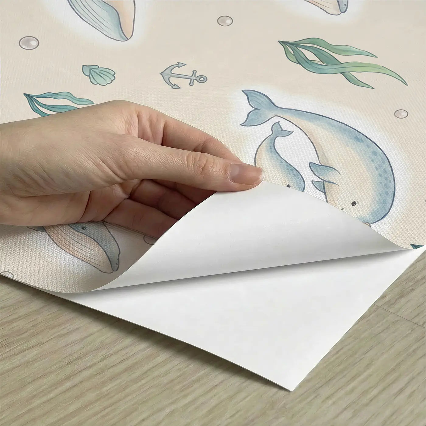 Narwhal Pair Soft Pastel peel and stick material close-up - Whimsy Tots