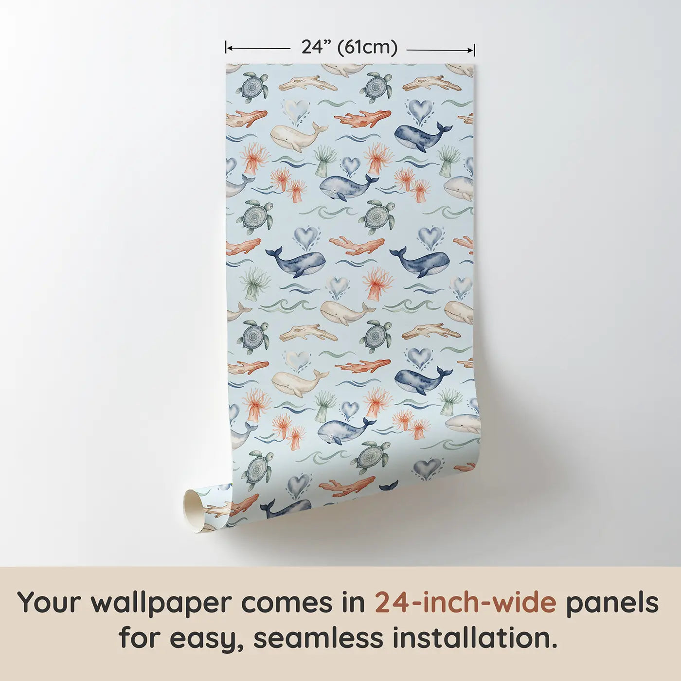 Turtle Decorative Watercolor wallpaper panel dimensions - Whimsy Tots