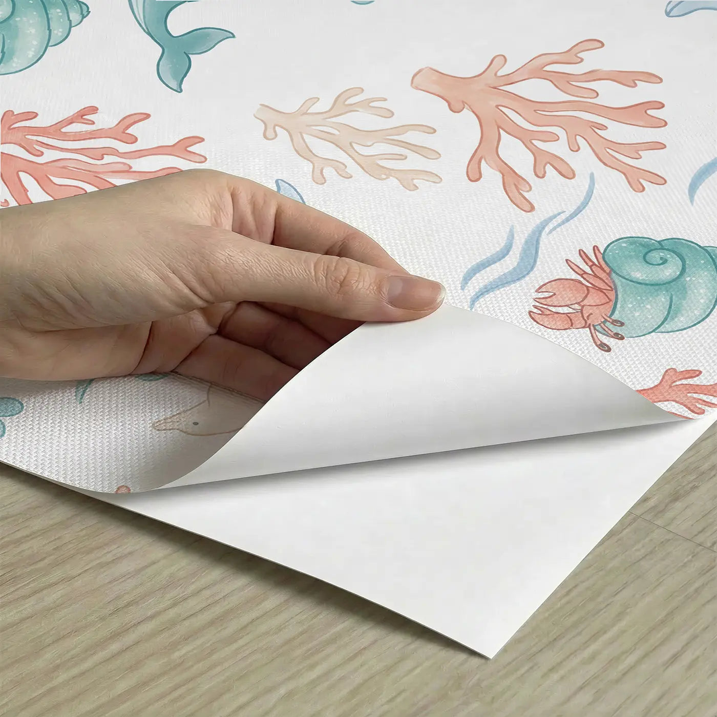 Hermit Crab Soft Pastel peel and stick material close-up - Whimsy Tots