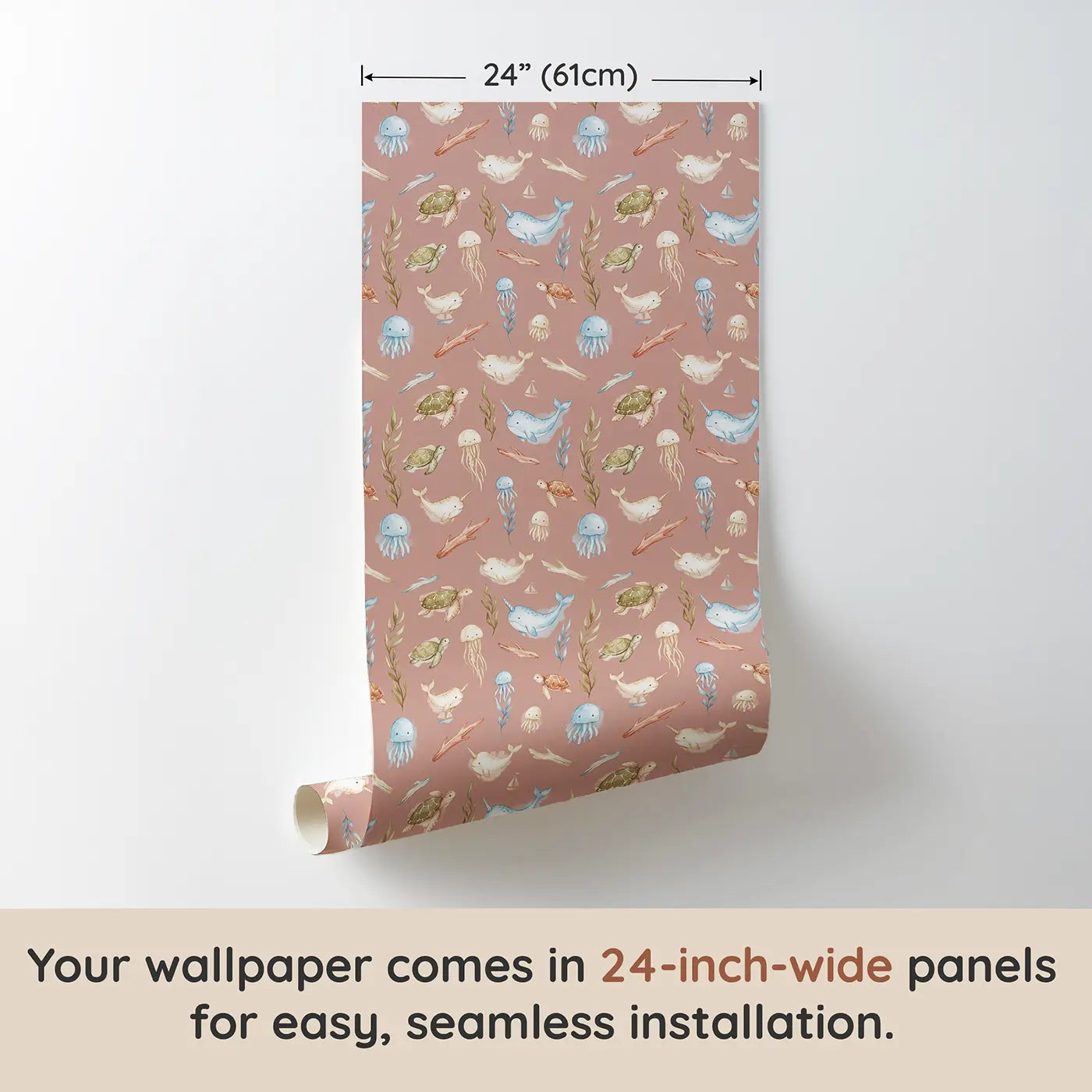 Baby Jellyfish Watercolor wallpaper panel dimensions - Whimsy Tots